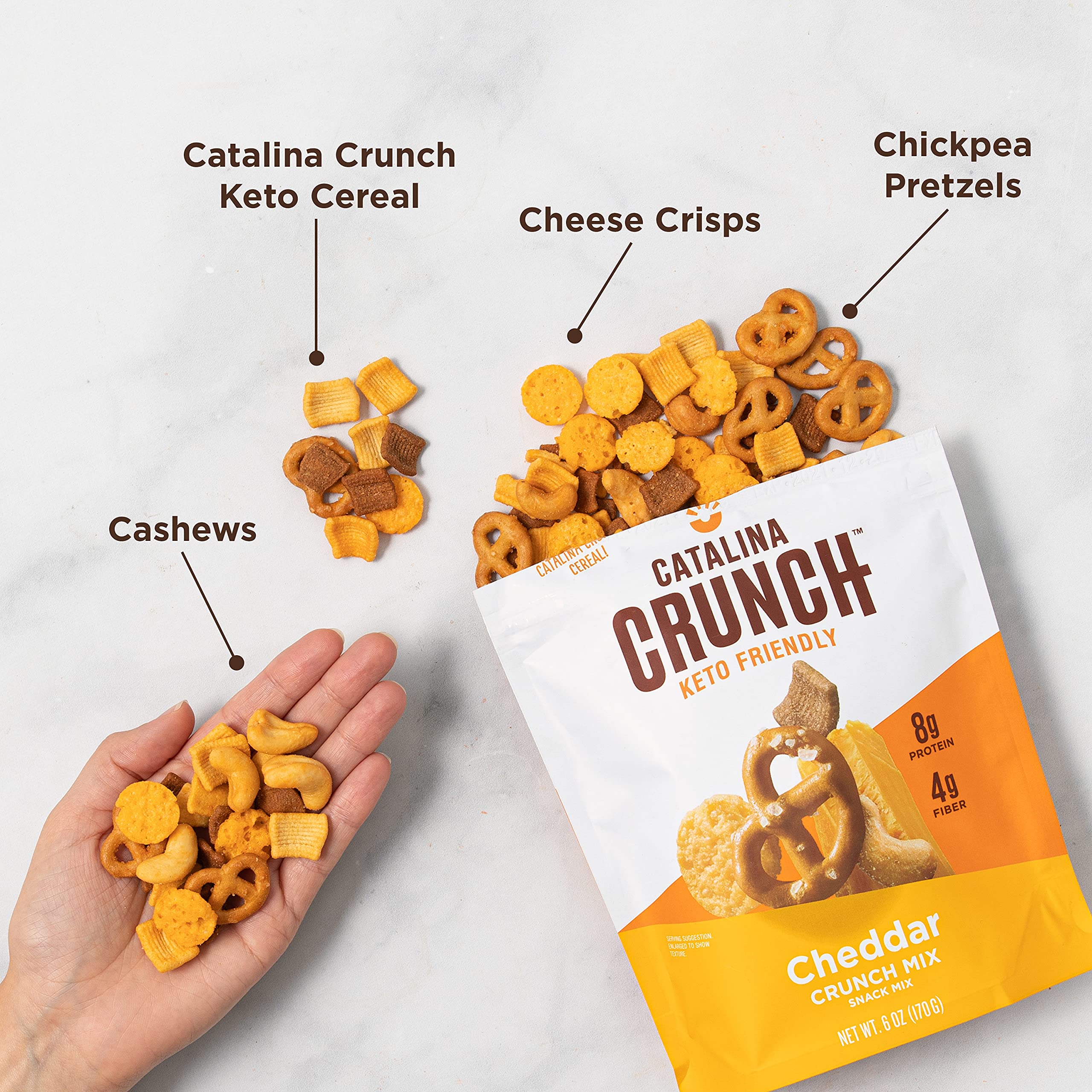 Catalina Crunch Mix Cheddar Keto Snack Mix – Low Carb, High Protein, Gluten Free, Keto Friendly (6oz, Pack of 3) | Perfect for On-the-Go Snacking, Office Lunch, and Keto Diet Meal Prep