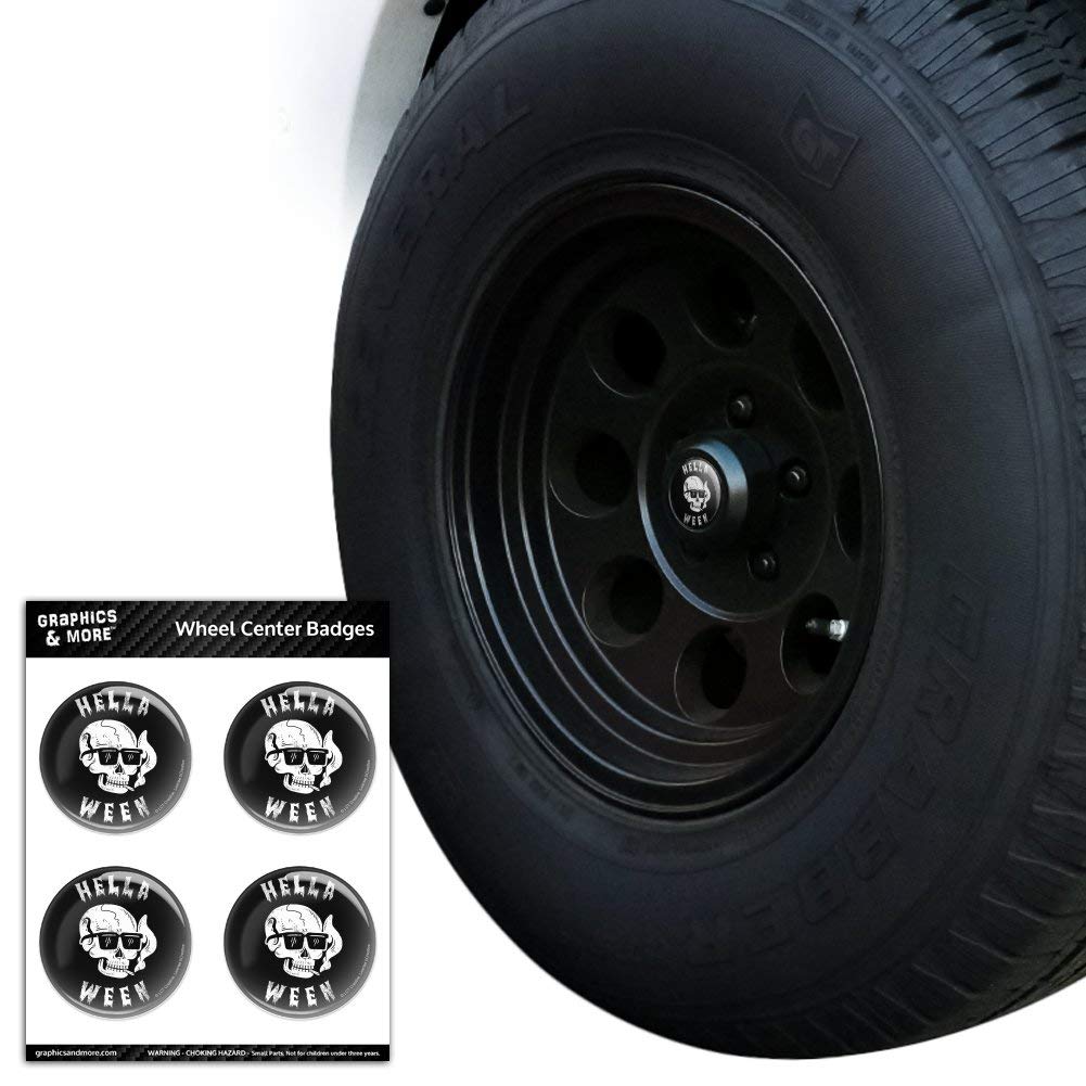 Hella Ween Halloween Smoking Skull Funny Tire Wheel Center Cap Badges - 2.6