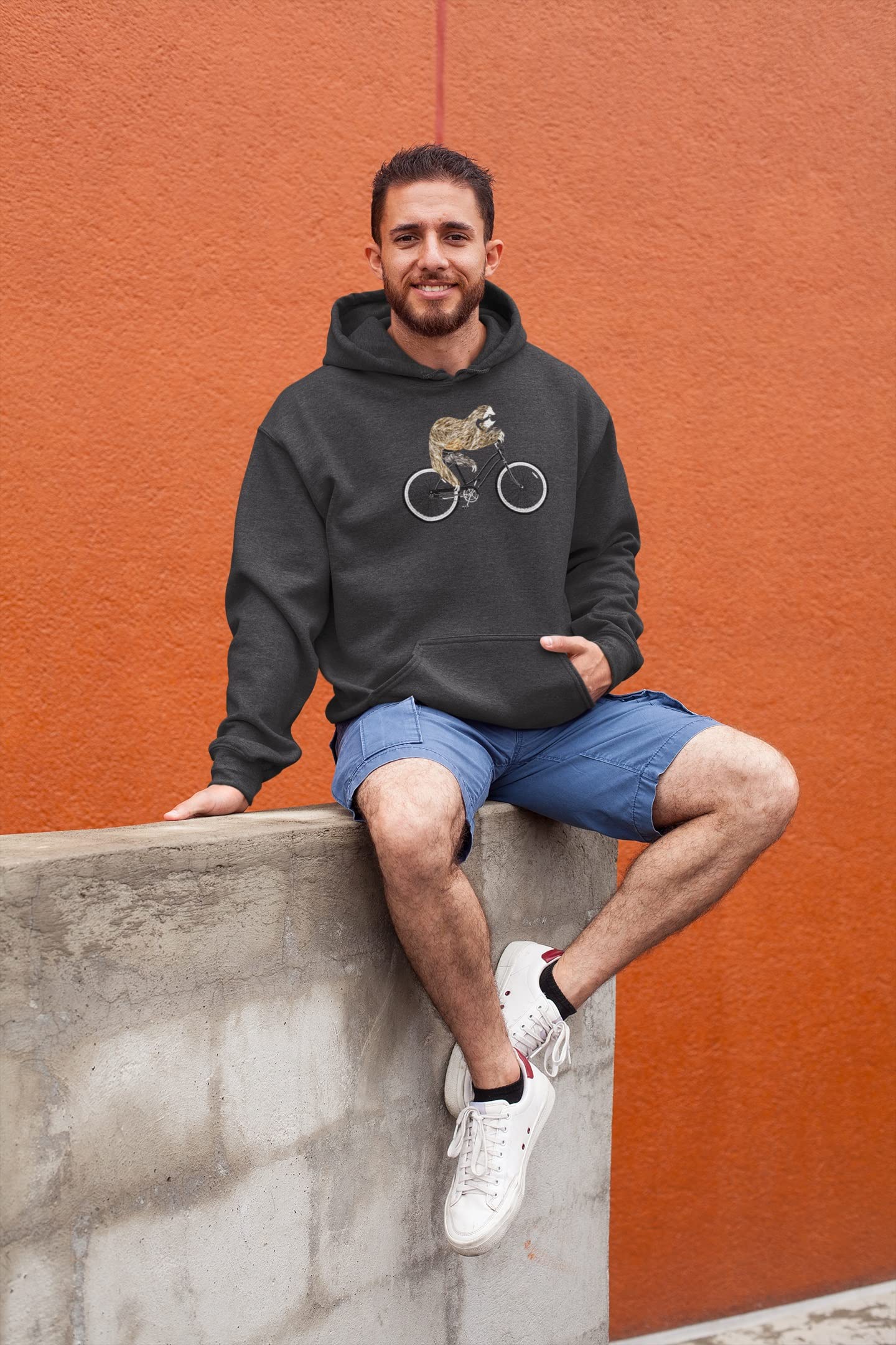 Men's Bicycle Sloth Graphic Hoodie - Cozy Pullover Sweatshirt for Casual Wear, Cycling & Outdoor Activities