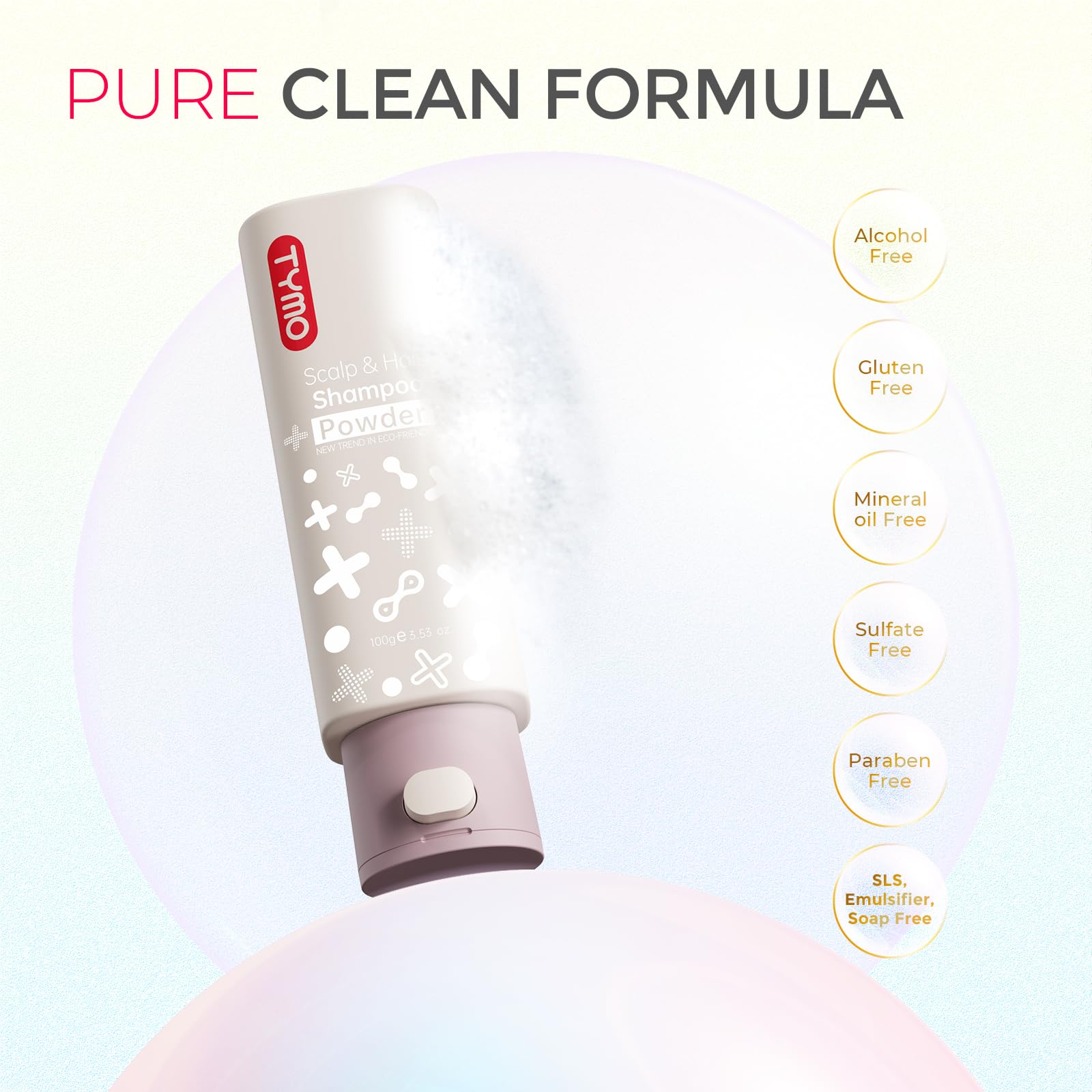 TYMO Natural Formula Shampoo Powder for Clarifying & Dandruff Control - Gentle Hair Cleanser for Dry Scalp & Oily Hair | Perfect for Travel, Gym & Daily Use