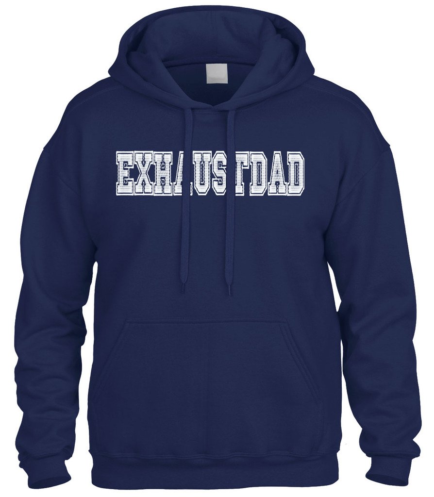 Cybertela ExhaustDad Funny Wordplay 'Exhausted' Sweatshirt Hoodie - Comfortable Pullover for Casual Wear, Gifts & Relaxing at Home