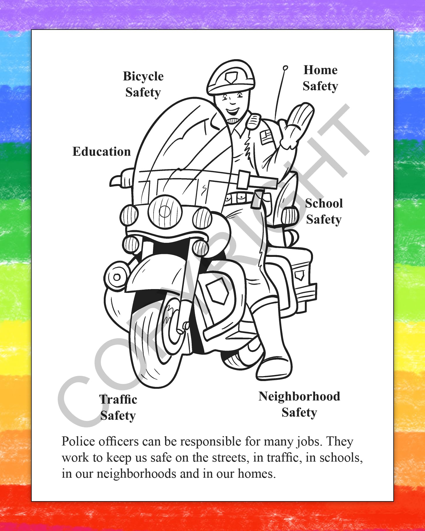 ZOCO Police Station Coloring Books - 50 Bulk Pack with Crayons | Fun Educational Activities, Puzzles & Games for Kids | Perfect for Classroom, Birthday Gifts & Creative Play