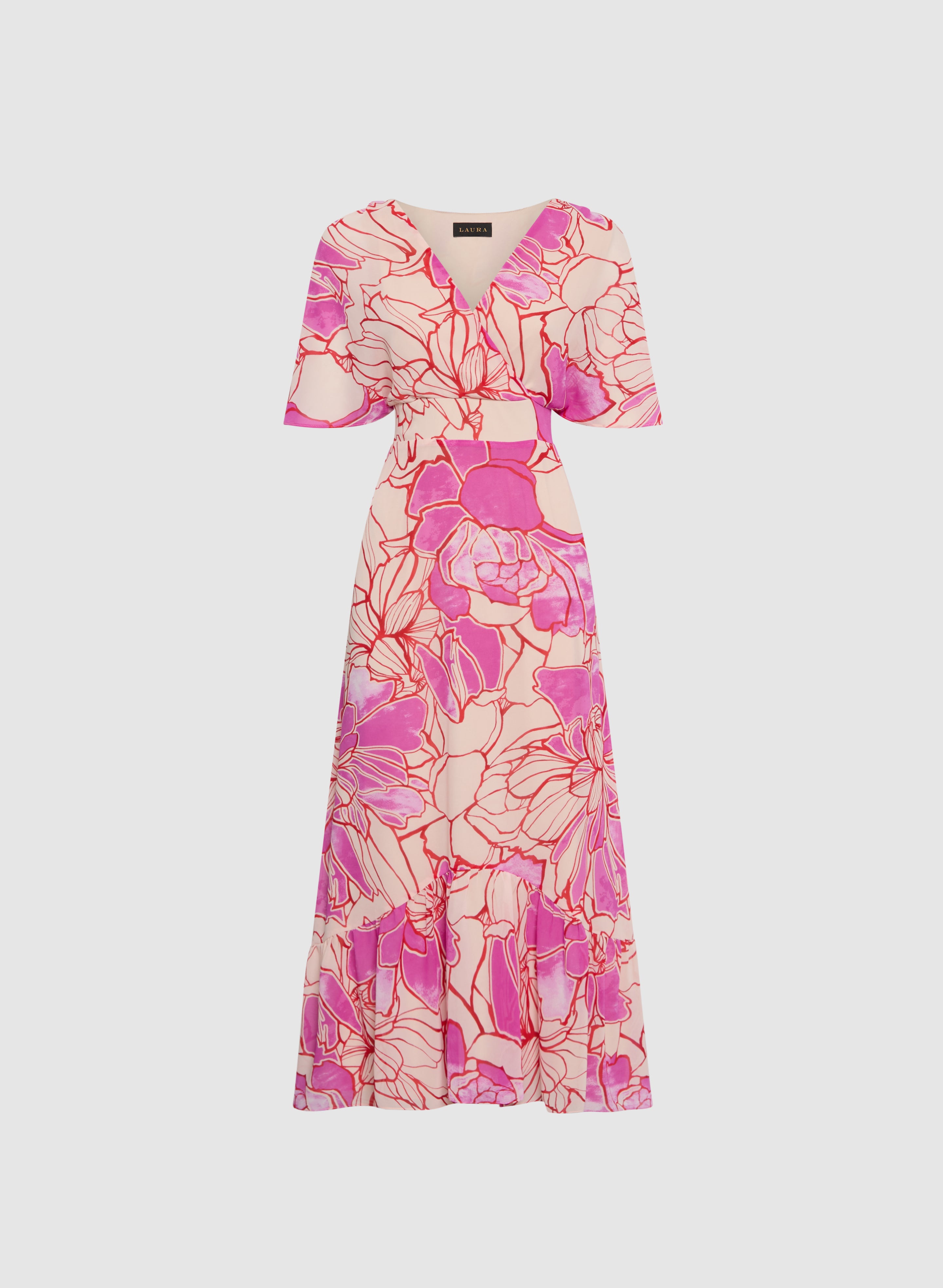 Elegant Floral Chiffon Dress for Women - Summer Boho Maxi Dress with V-Neck & Flowy Sleeves | Perfect for Beach Vacations, Weddings & Date Nights