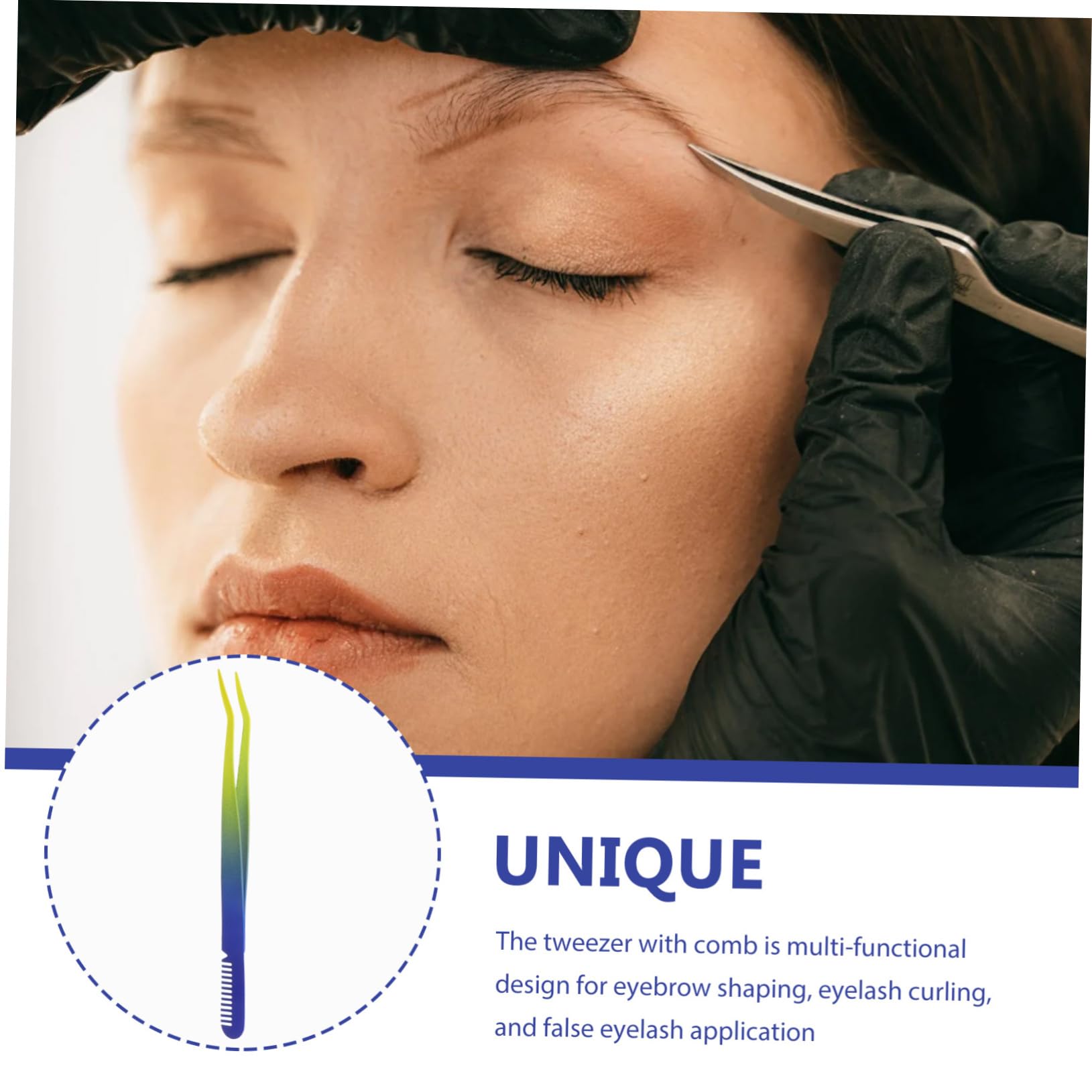 Precision Stainless Steel Eyebrow Tweezers with Comb - Professional Eyelash Extension Tools for Women, Lash Applicator & Grooming Accessories - Perfect for Salon, Home Use & Travel Makeup Kits