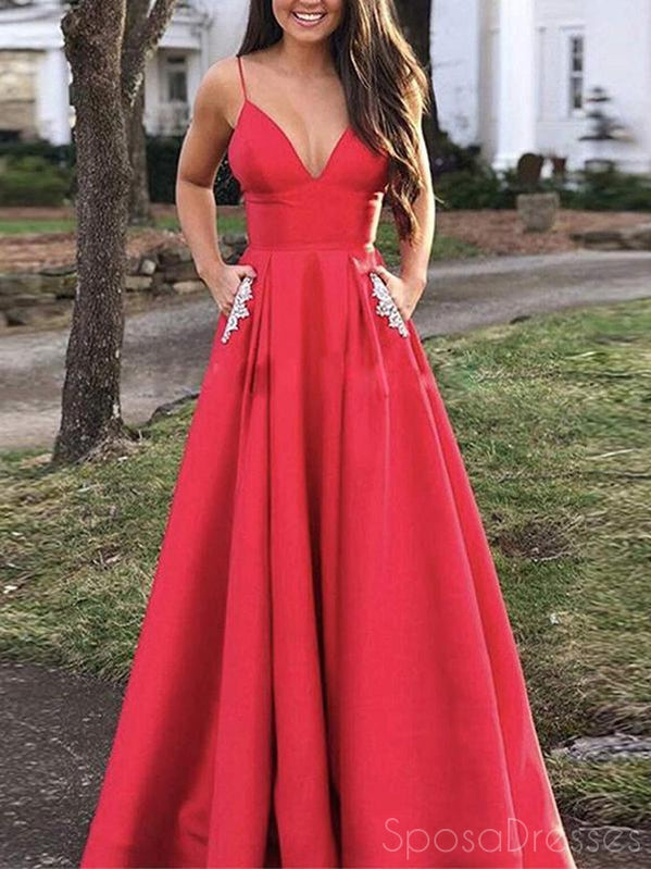 Elegant A-Line V-Neck Spaghetti Strap Long Prom Dress for Sweet 16 & Formal Events - Perfect for Homecoming, Prom Night & Special Occasions