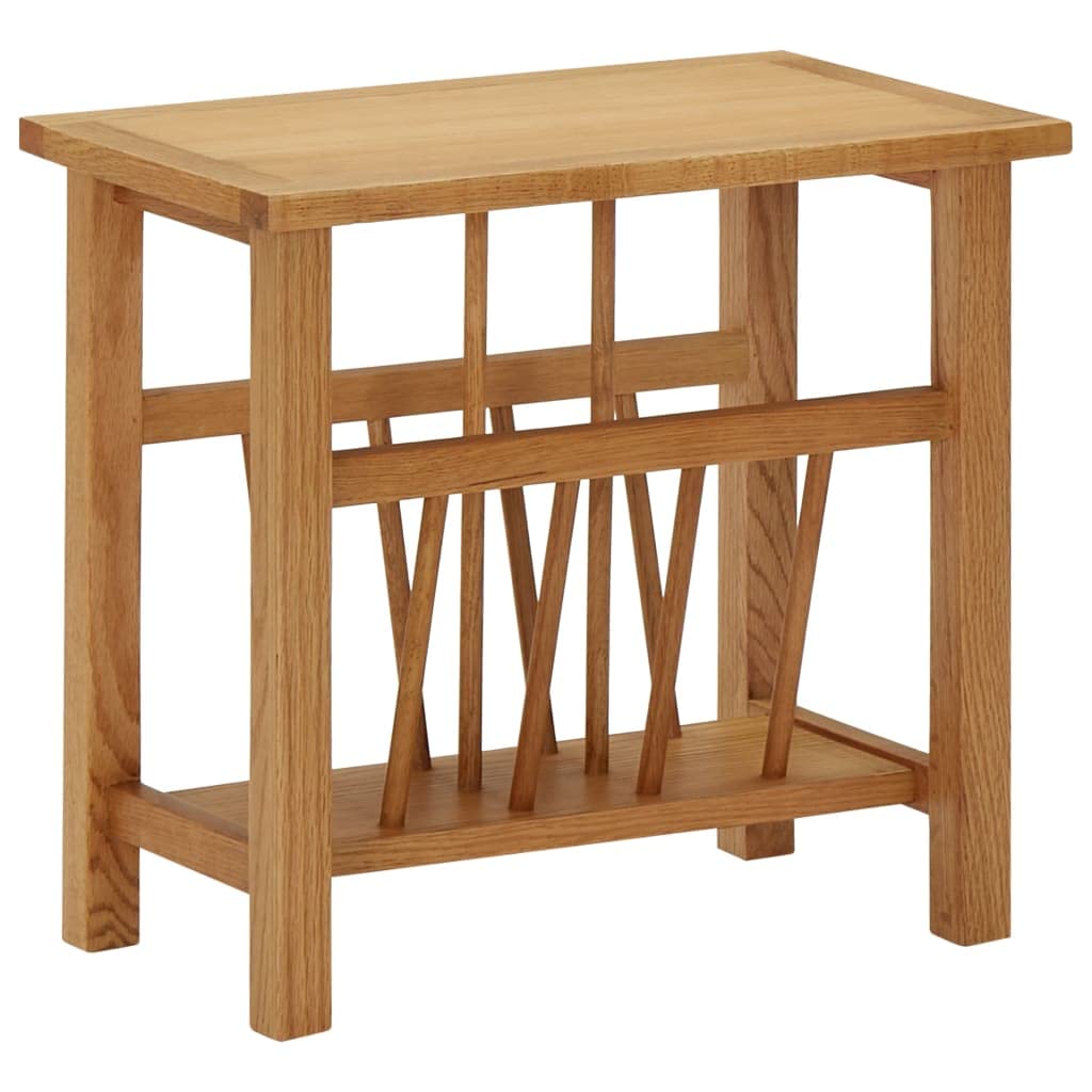Solid Oak Wood Magazine Coffee Table - 17.7