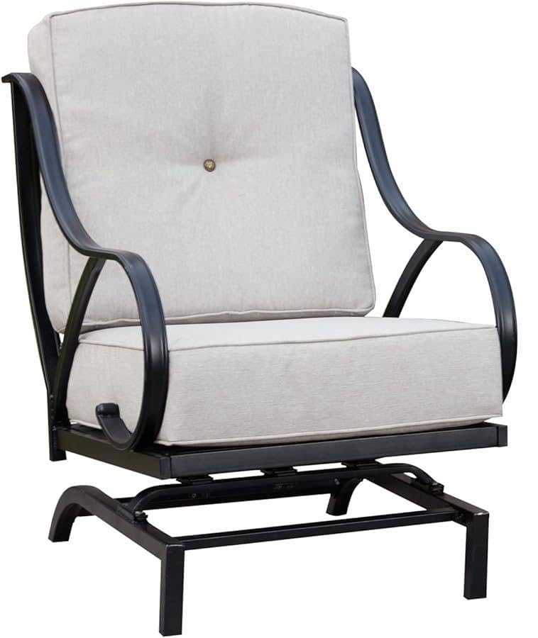 LOKATSE HOME 2-Piece Outdoor Patio Dining Chairs Set - Metal Frame Bistro Conversation Chairs with Cushions, Beige - Perfect for Garden, Backyard, Poolside & Restaurant Outdoor Seating