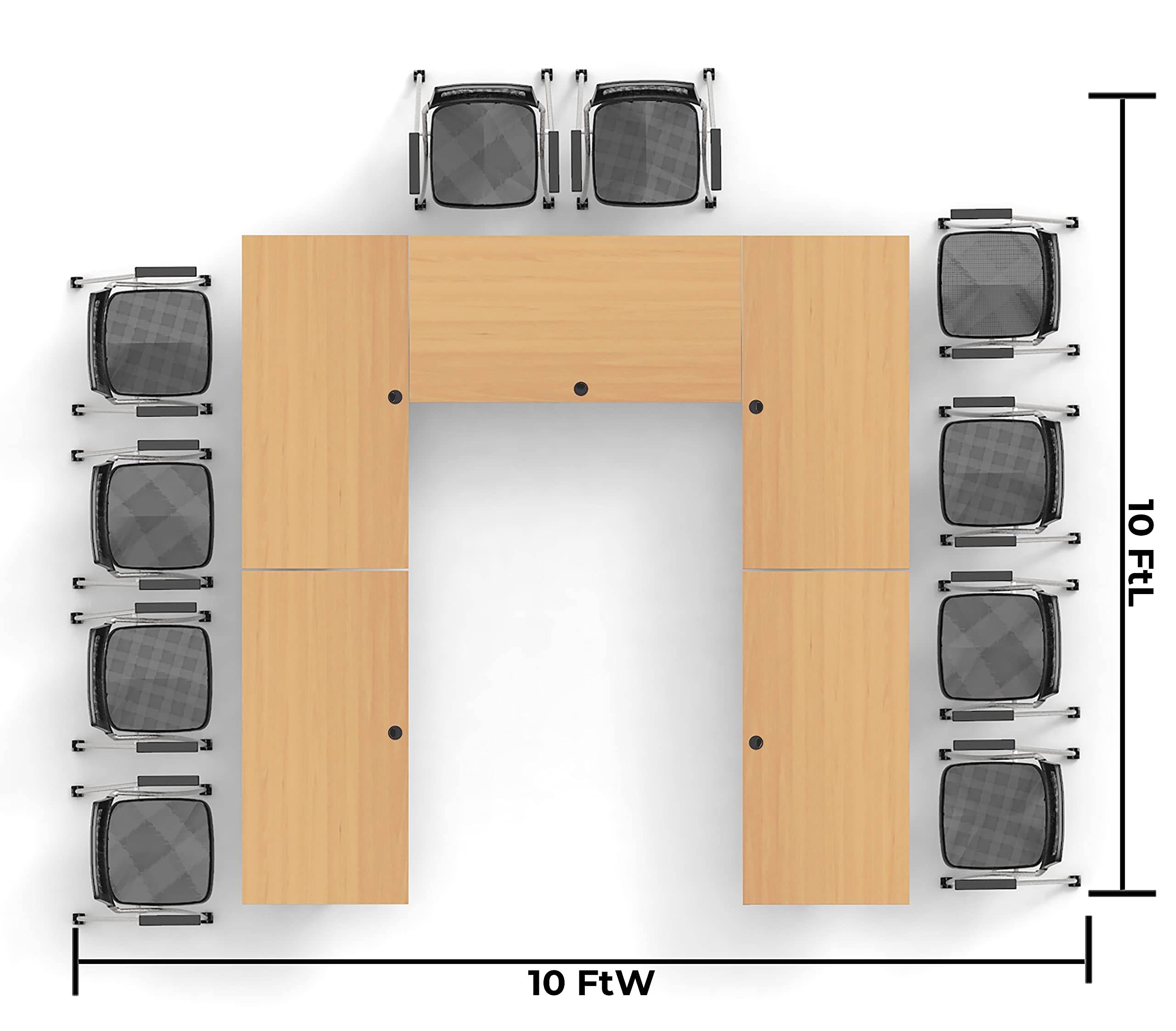 10-Person Folding Conference Table Set with 20 Beech Chairs & Modesty Panels - Model 7430 | Connectable Training Tables for Classrooms, Seminars & Meetings | Space-Saving Nesting Design for Compact Storage | Ideal for Office Training, School Events & Conference Rooms