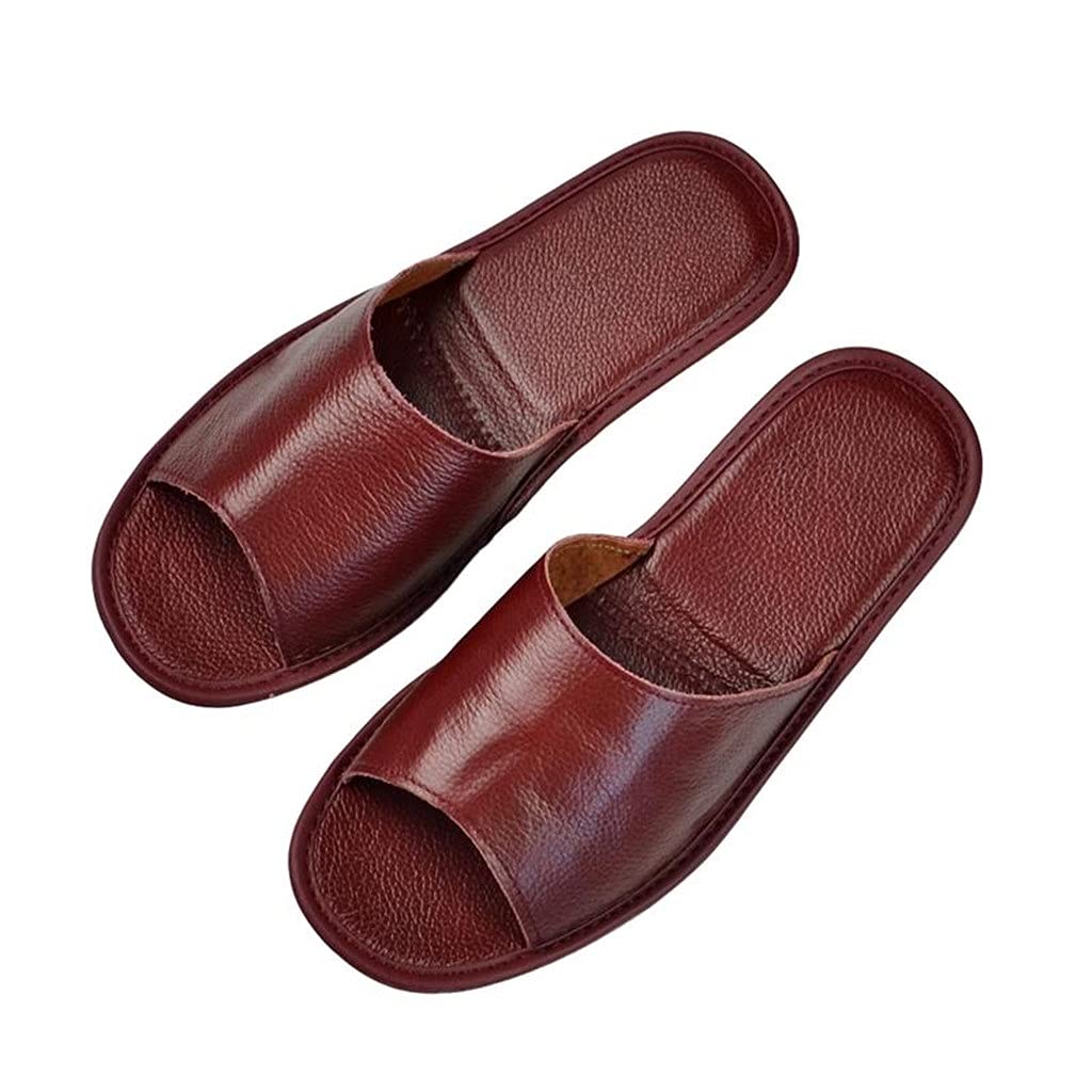 SKREOJF Non-Slip Indoor Slippers for Men & Women - Soft Sole Comfortable House Shoes for Spring/Summer - Burgundy Color Size 39 - Perfect for Home, Lounge, and Relaxation