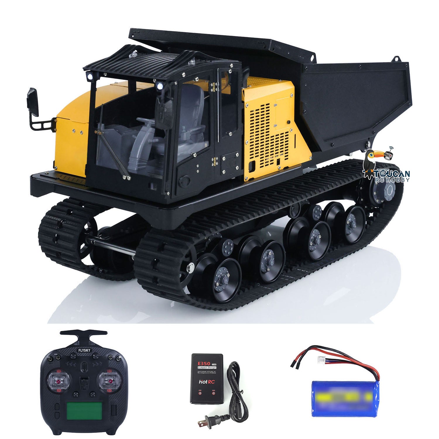 1/14 Scale Metal RC Hydraulic Crawler Dump Truck - T14R Radio Controlled Construction Vehicle with Tracked Tipper, RTR, Light & Sound Effects - Perfect for Construction Site Play, STEM Learning, and RC Hobby Enthusiasts