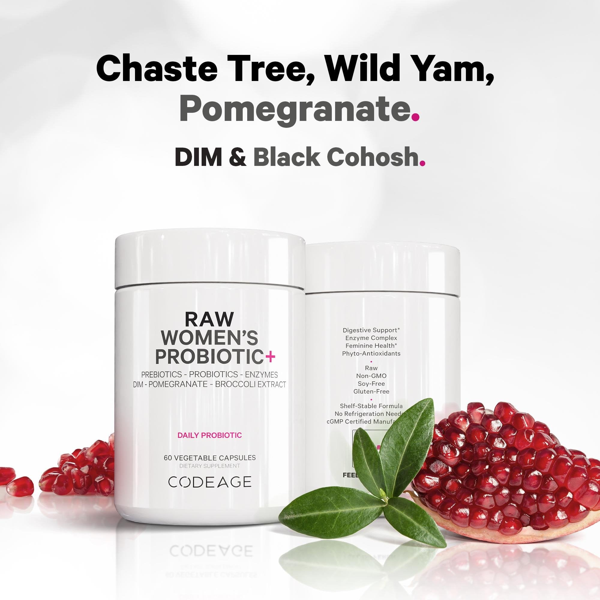 Codeage Raw Women's Probiotic Supplement - 50 Billion CFU, 16 Strains for Digestive & Immune Support | Daily Gut Health for Women | Use for Bloating, Digestion & Vaginal Health