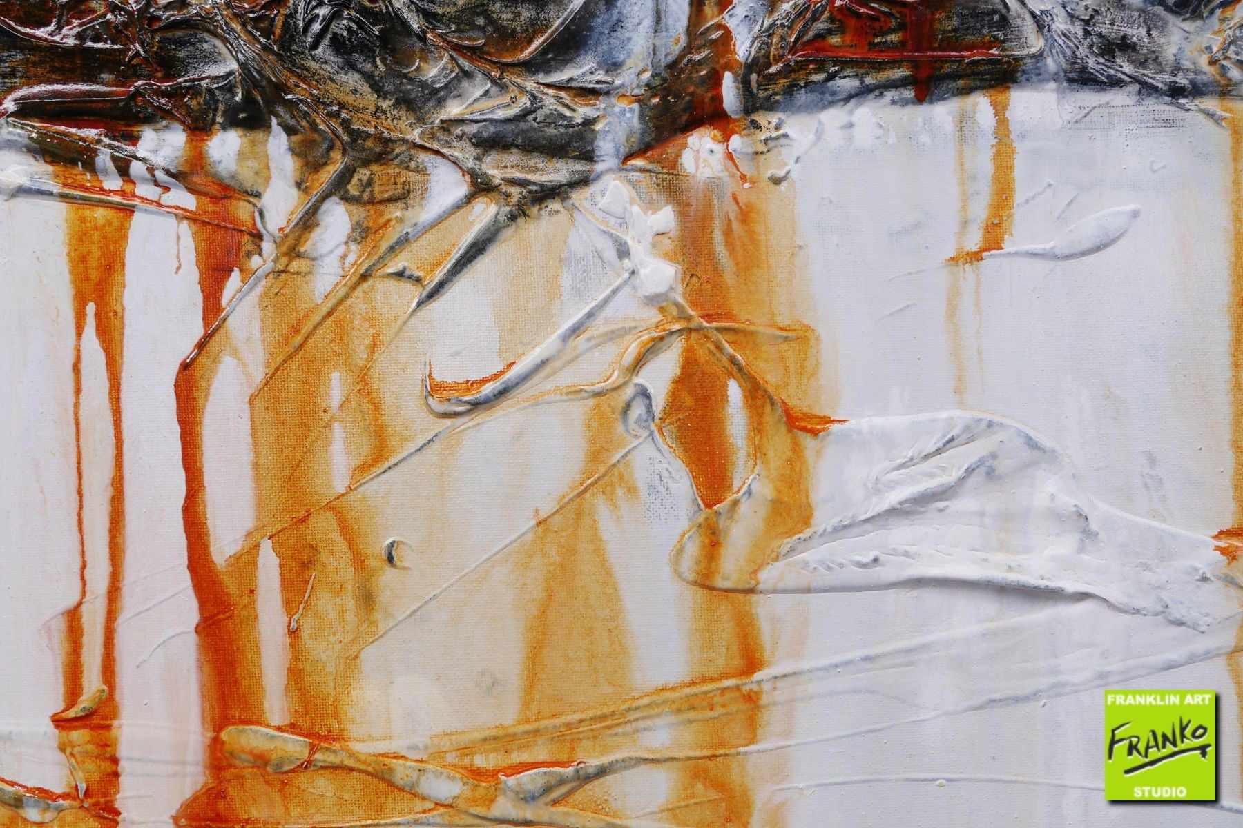 Rusted Raw 200cm x 80cm Grey White Rust Textured Abstract Canvas Painting - Modern Wall Art for Living Room, Bedroom & Office Decor