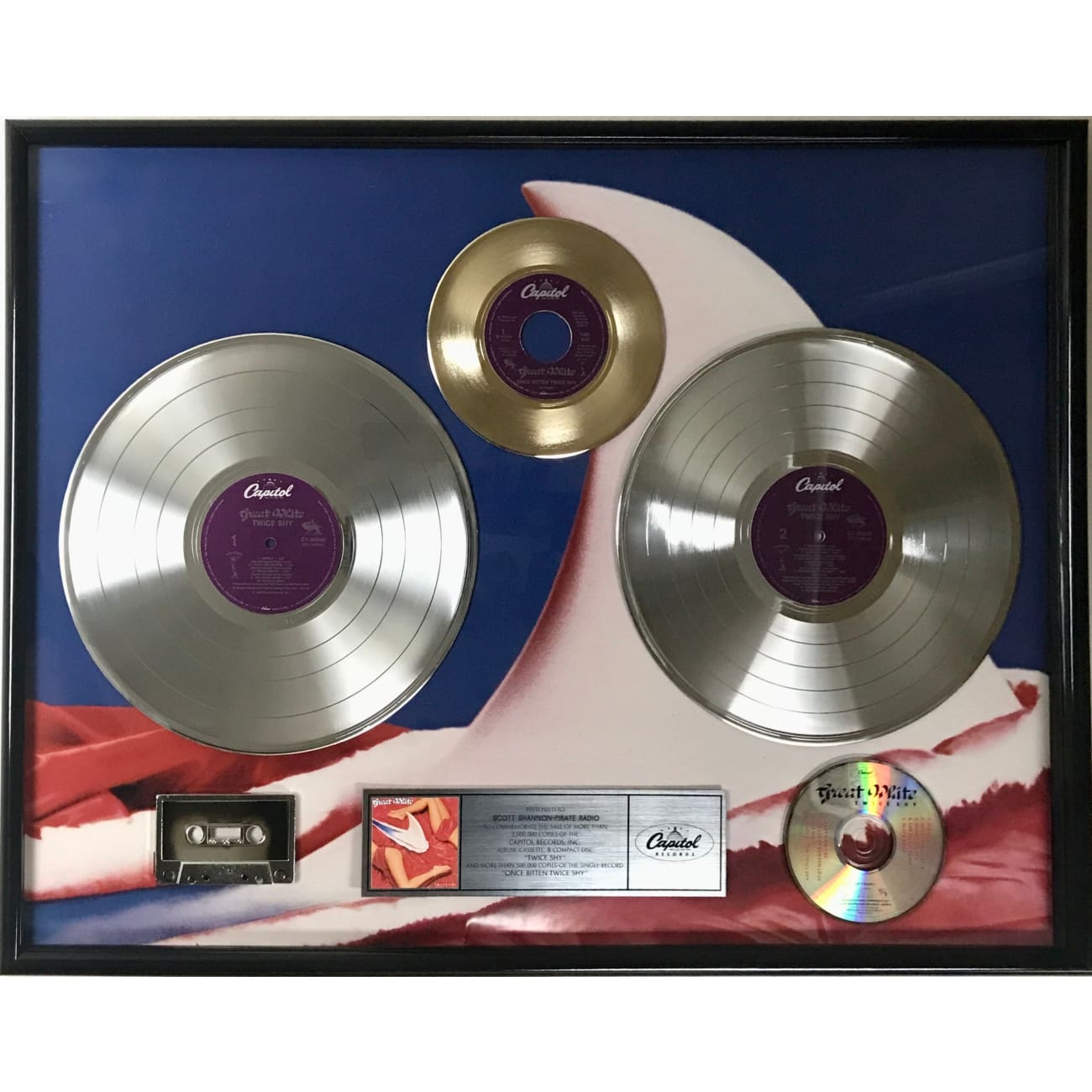 Great White - Once Bitten, Twice Shy Vinyl Record & CD Combo | Capitol Records Award Winner | Perfect for Rock Music Collectors & 80s Nostalgia Fans