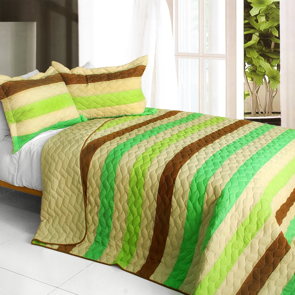 Over The Rainbow 3-Piece Patchwork Quilt Set - Full/Queen Size Bedding - Colorful Bohemian Style Comforter for Cozy Bedroom Decor