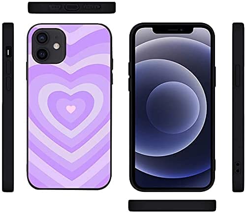 LUOWAN Cute Coffee Latte Heart iPhone 12/12 Pro Case - Shockproof Slim Fit Soft TPU Silicone Cover for Women & Girls (6.1 inch, Purple) - Perfect Gift for Valentine's Day, Birthday & Everyday Use