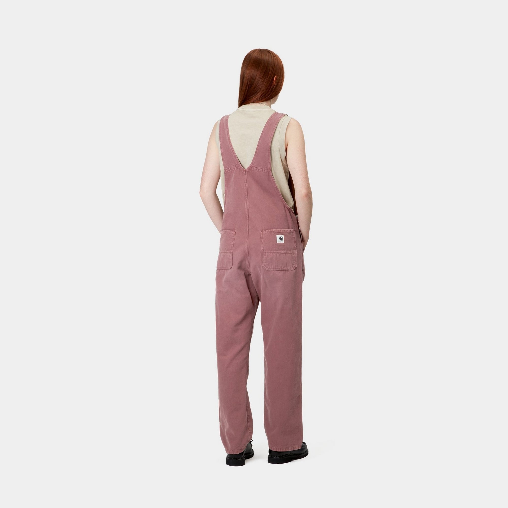 Women's Straight Leg Bib Overalls in Dusky Pink Canvas - Comfortable & Stylish Workwear for Gardening, Farming, and Casual Outings