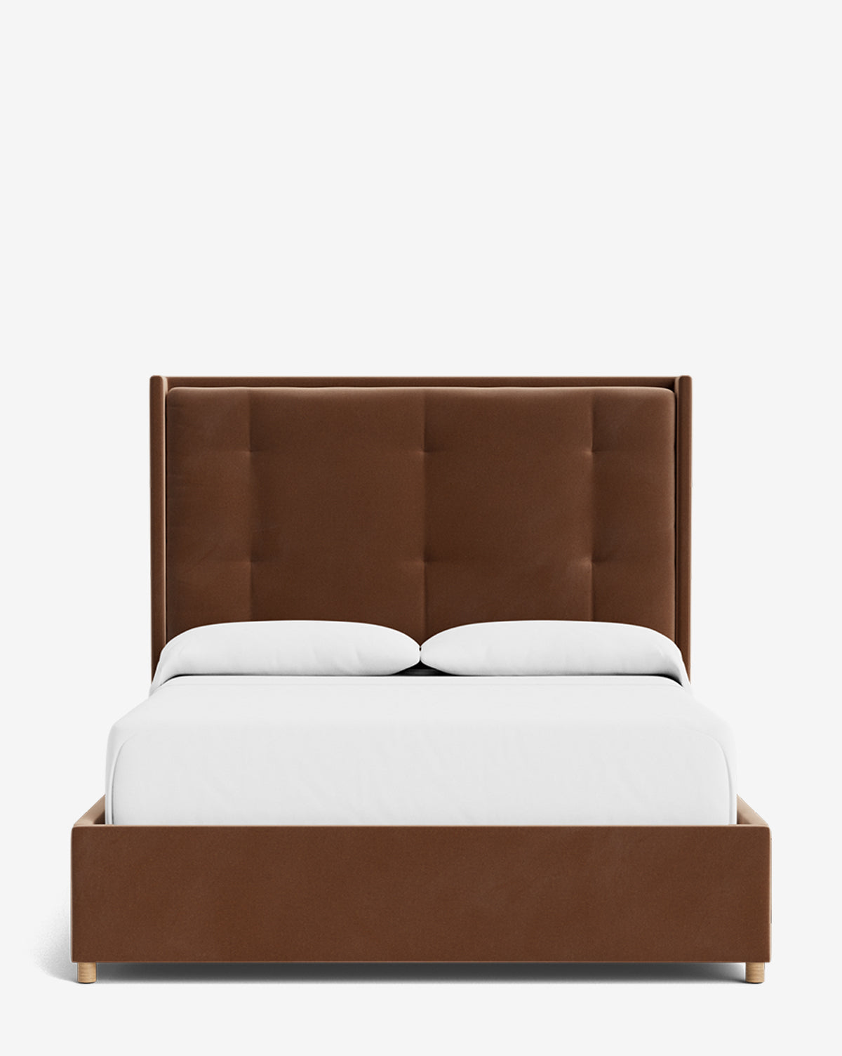 Luxury Ria Upholstered Bed Frame - Queen Size Platform Bed with Soft Fabric Headboard - Modern Bedroom Furniture for Master & Guest Rooms