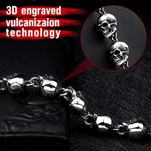 Gothic Jewelry for Men & Women - Stainless Steel Skull Chain Bracelet | Punk Rock, Gothic Fashion Accessory for Halloween, Parties & Everyday Wear
