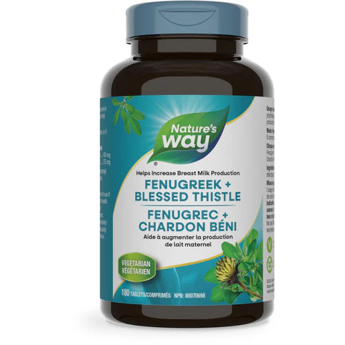 Nature’s Way Fenugreek & Blessed Thistle Supplement – 180 Capsules for Lactation Support & Digestive Health | Herbal Breastfeeding Aid & Women's Wellness