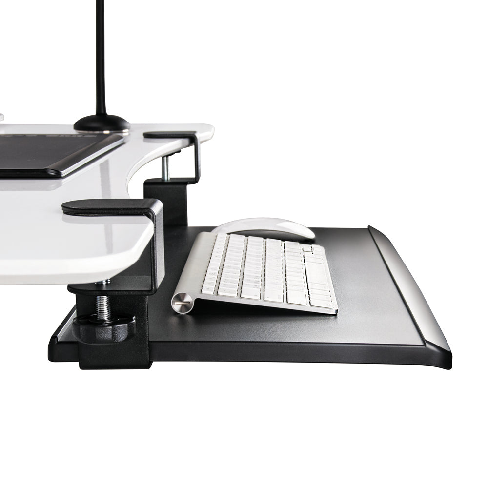 Ergonomic Adjustable Desk Clamp Keyboard Tray - Space Saving Under Desk Keyboard Holder for Office & Home Workspace Setup