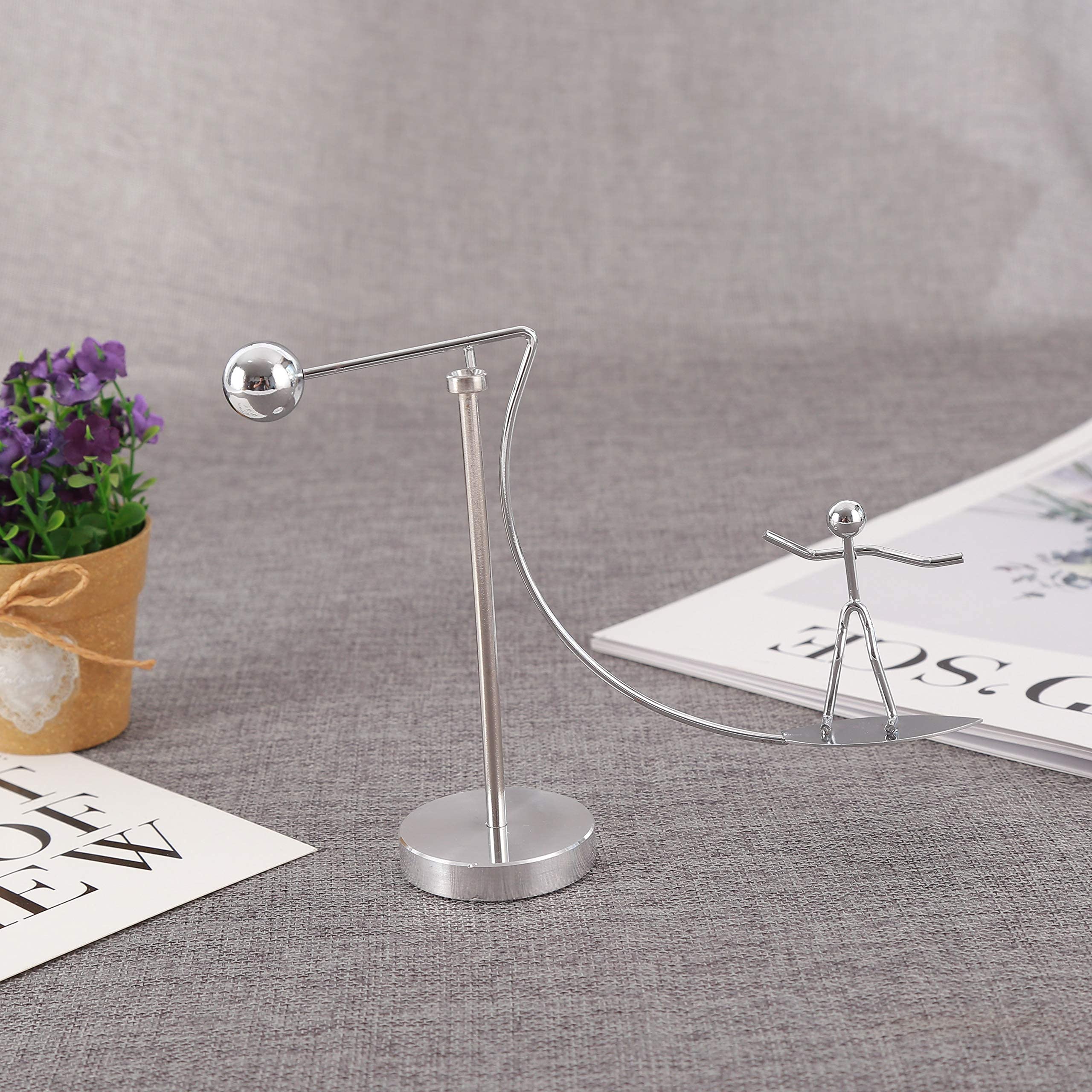 MagicTech Steel Balance Toy - Kinetic Art Desk Decor for Home & Office | Stress Relief & Science Psychology Gift | Perfect for Meditation, Focus & Relaxation (PH06-PH02)