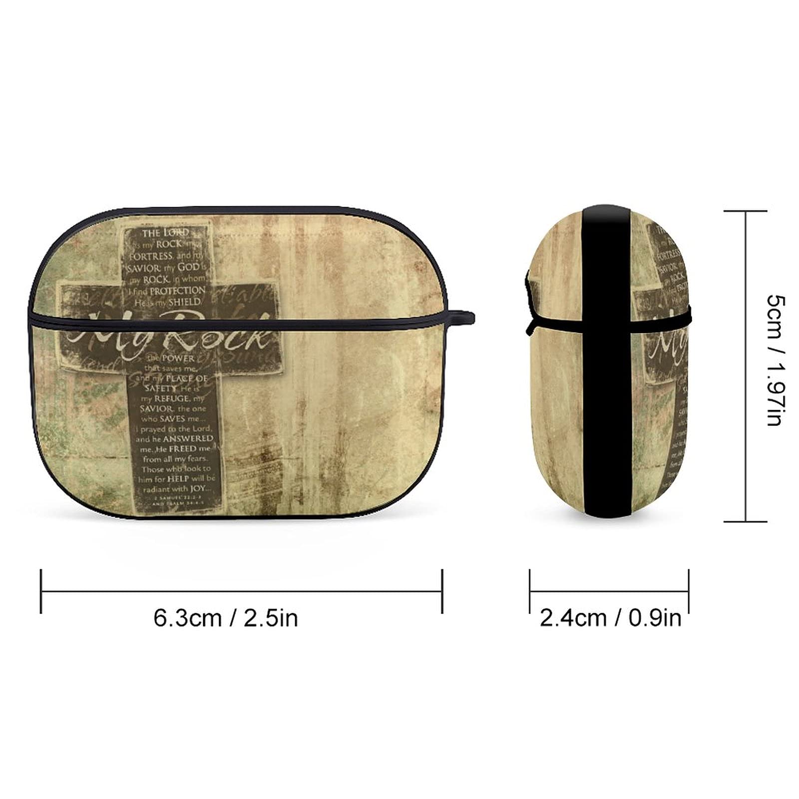 Christian Bible Verse 'The Lord Is My Rock' AirPods Pro Case Cover - Shockproof Protective Wireless Charging Compatible with Keychain & Headphone Accessories - Perfect for Church, Daily Devotion & Travel