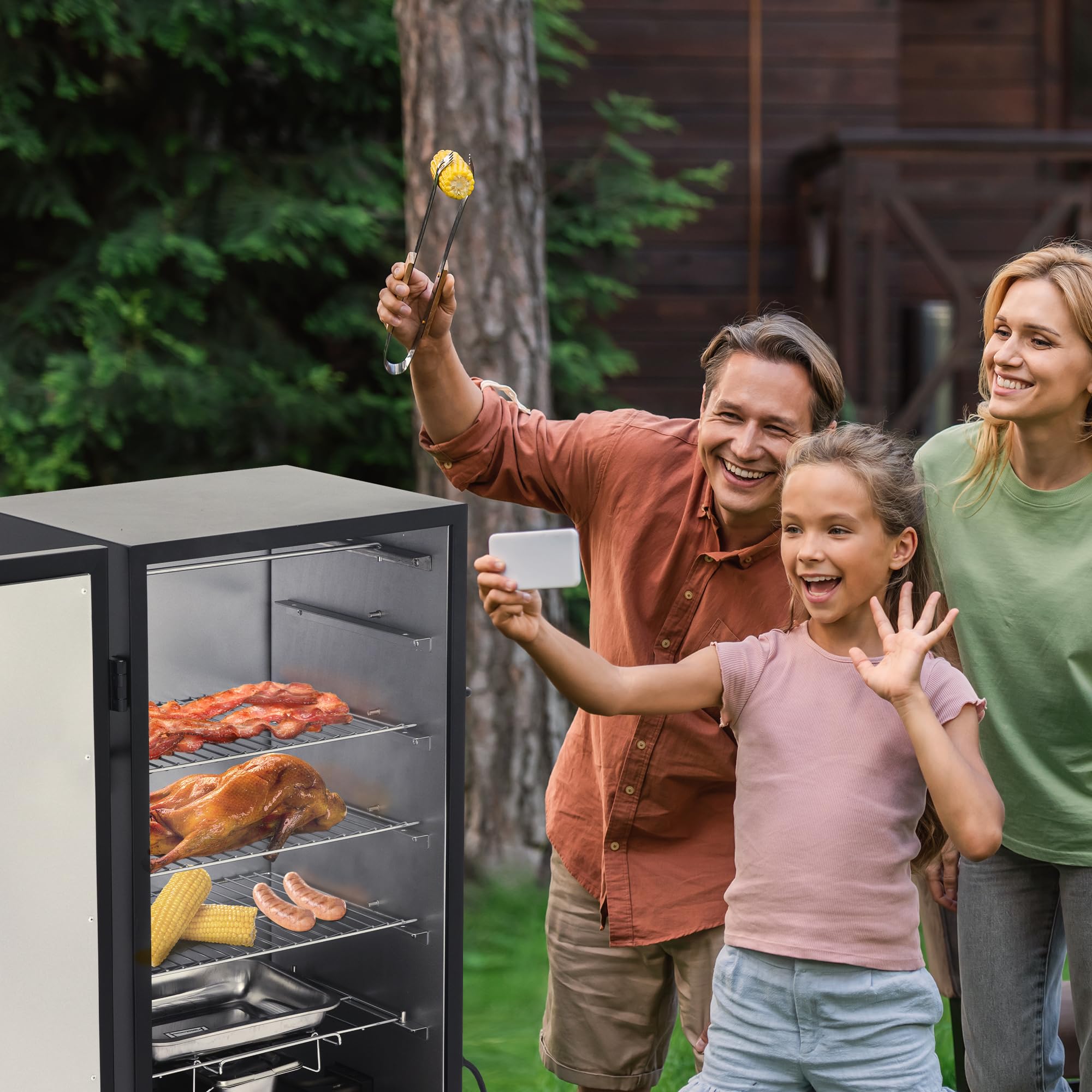 Royal Gourmet SE2805 28-Inch Electric Smoker - 3 Cooking Grates, Adjustable Temperature Control, 454 Sq. In. Cooking Area - Perfect for Backyard BBQ, Smoking Meats & Outdoor Cooking - Black