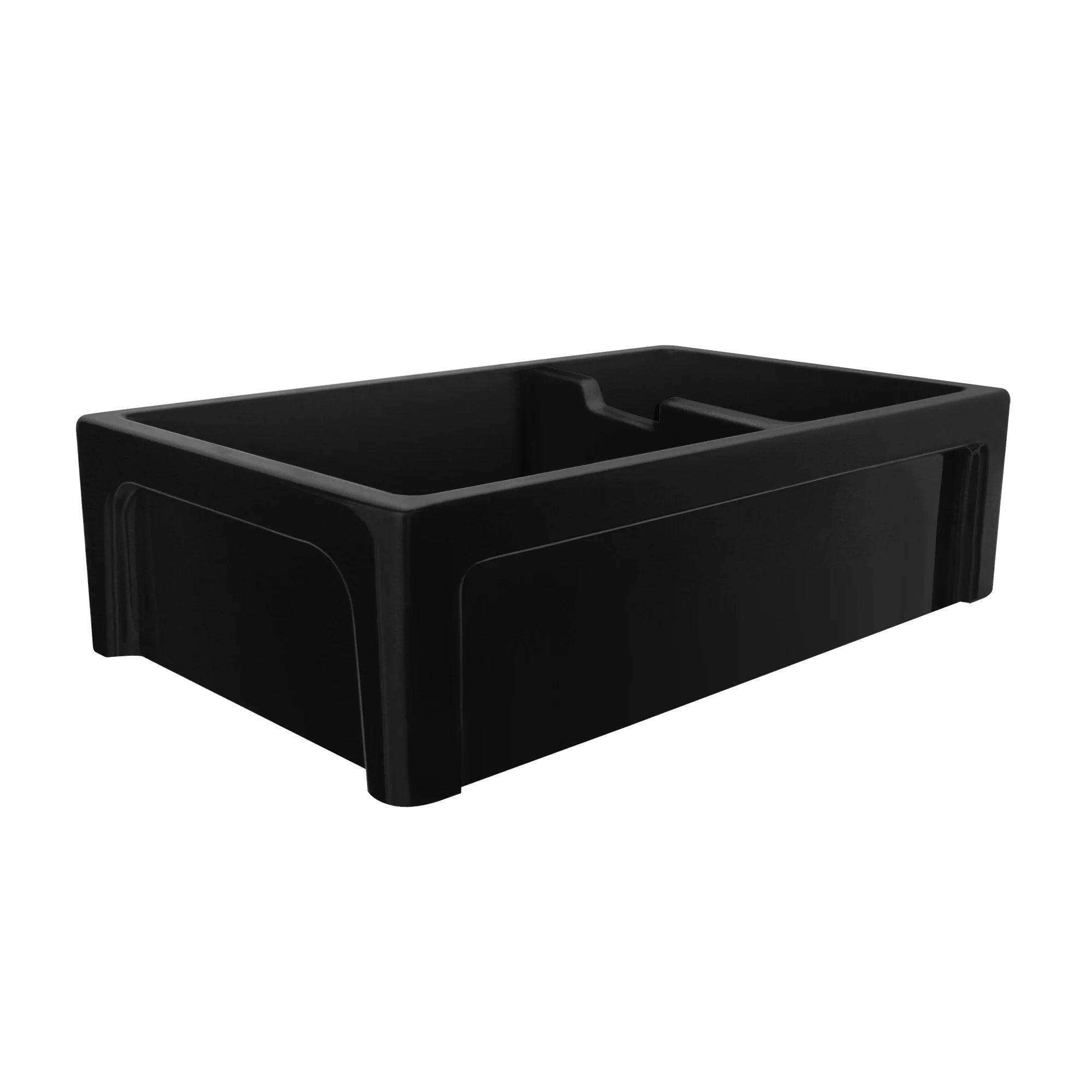 Glencove Fireclay 42-Inch Large Double Bowl Reversible Farmhouse Kitchen Sink with Beveled Front Apron - Perfect for Modern Farmhouse, Rustic, and Traditional Kitchen Designs