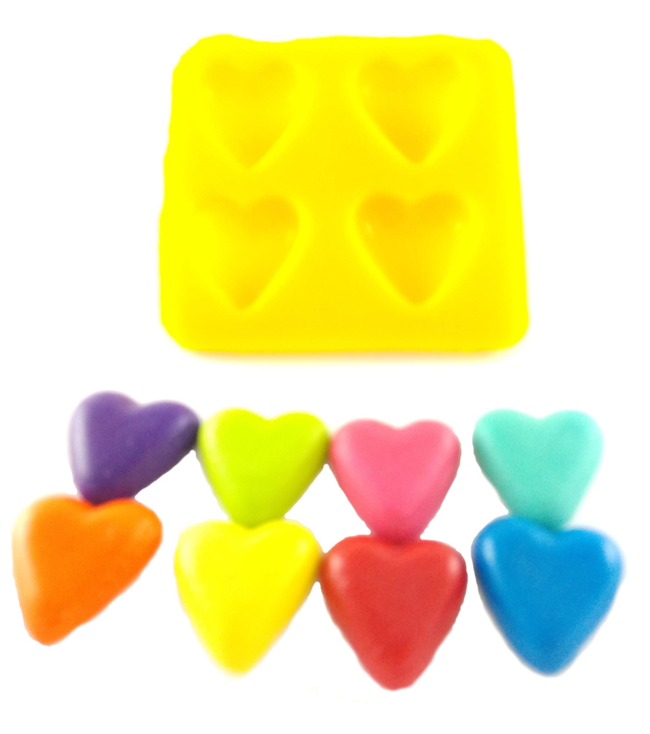 Hearts 4 Cavity Flexible Silicone Mold for Baking & Candy Making - Perfect for Cream Cheese Mints, Chocolate, Fondant, Gummy, Fat Bombs, Ice Hearts, Soap, Buttercream, Butter, Candy Melts, Cookie Dough & Mousse - Ideal for Valentine's Day, Weddings & DIY Desserts