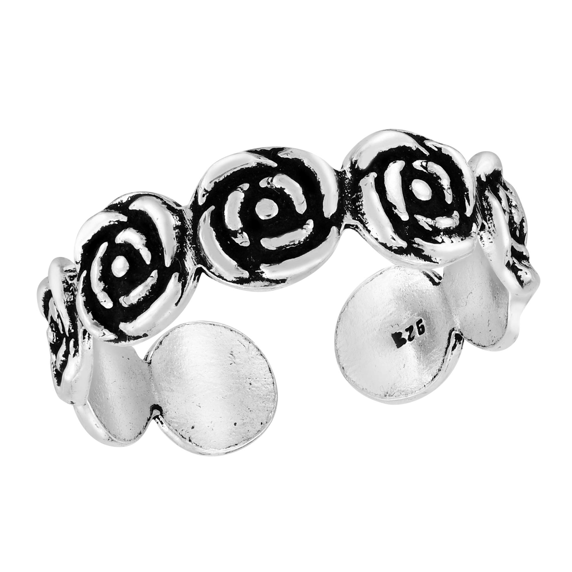 Elegant AeraVida Sweet Romance Eternity Rose .925 Sterling Silver Toe or Pinky Ring for Women | Dainty Floral Jewelry Gift for Anniversary, Valentine's Day | Perfect for Date Nights, Weddings & Special Occasions