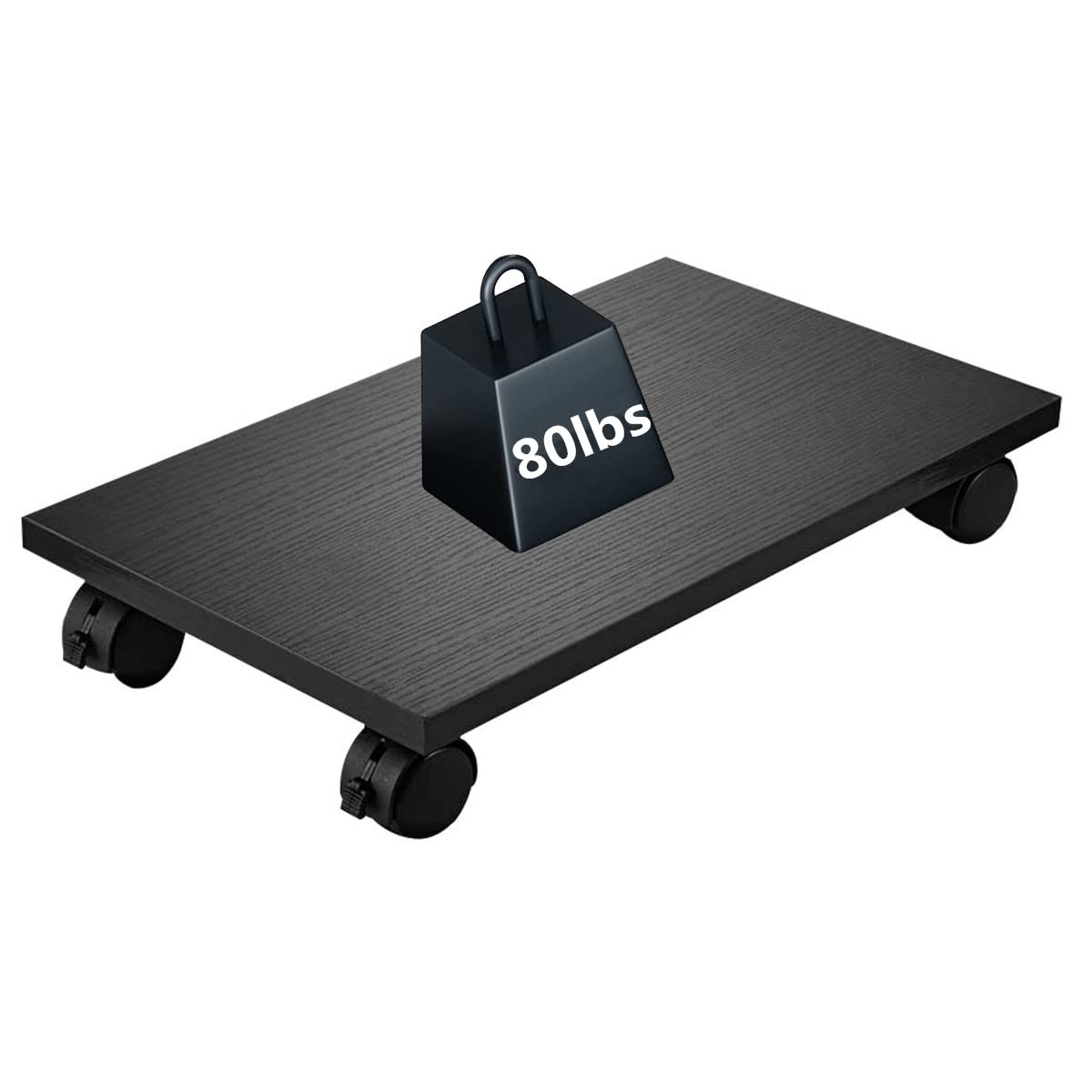 Black PC Stand with 4 Caster Wheels - Under Desk Computer Tower Stand Cart for CPU Holder, No Assembly Required | Perfect for Office, Gaming & Home Workspace Organization