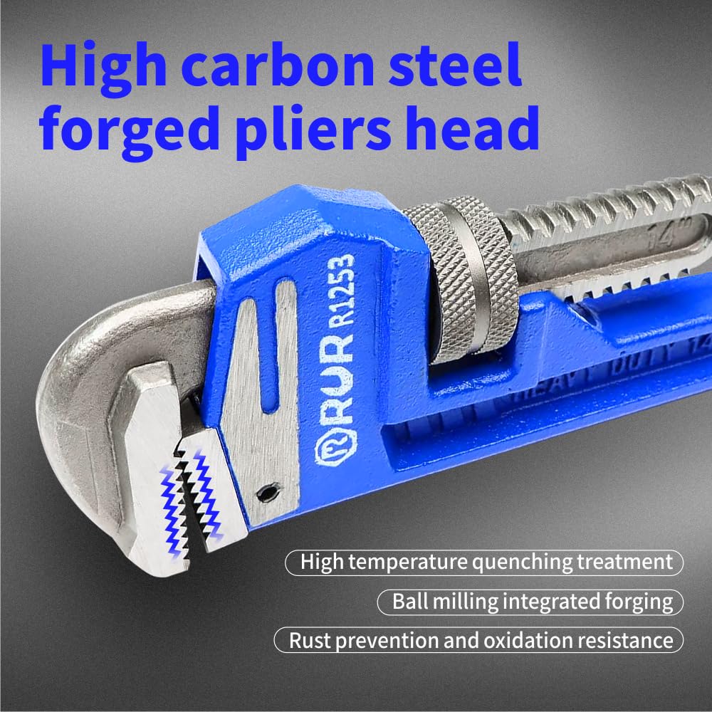 3Pcs Heavy Duty Pipe Wrench Set (8, 12 & 18 Inch) - Adjustable Straight Plumber Wrench with Non-Slip Grip for Plumbing, HVAC & DIY Home Repairs - Perfect for Pipe Fittings, Faucet Installations & Mechanical Work
