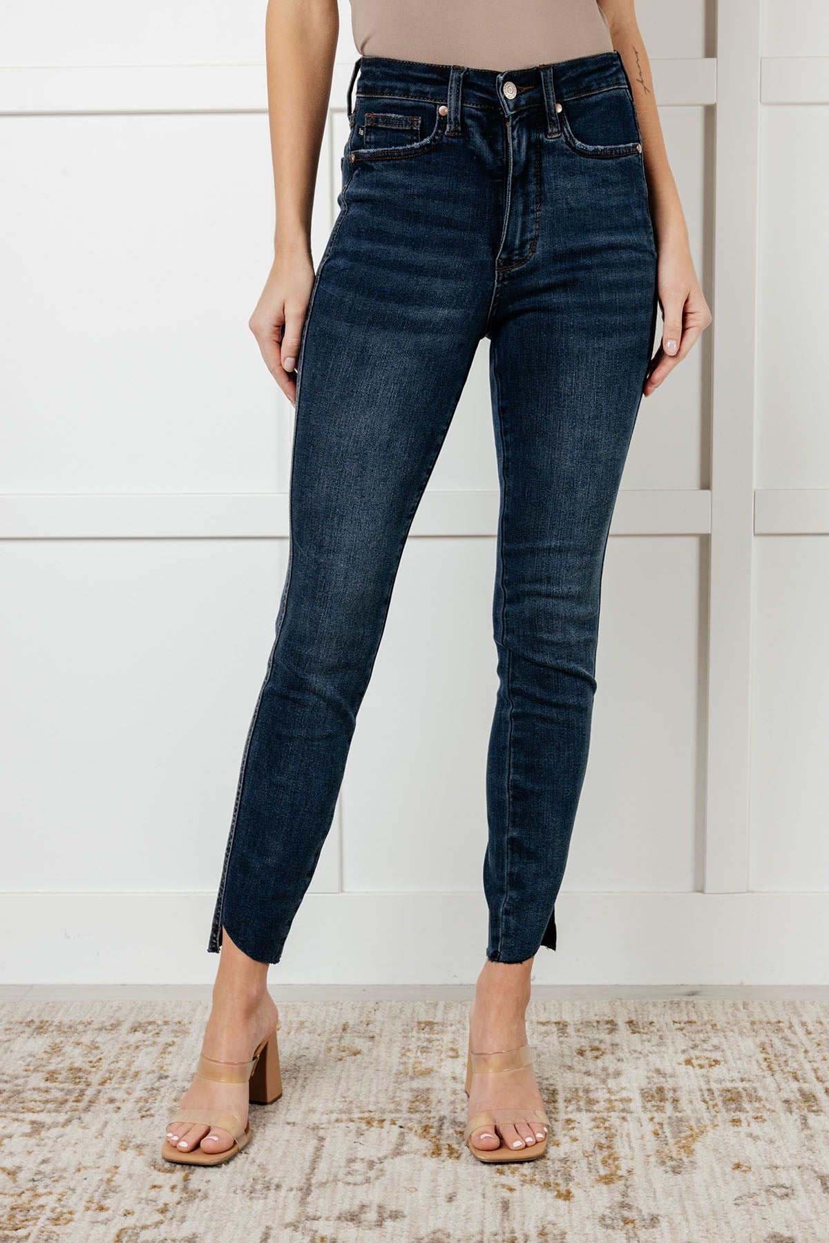 Tessa High Rise Control Top Step Hem Skinny Jeans for Women - Slimming Stretch Denim Pants for Everyday Wear & Night Out
