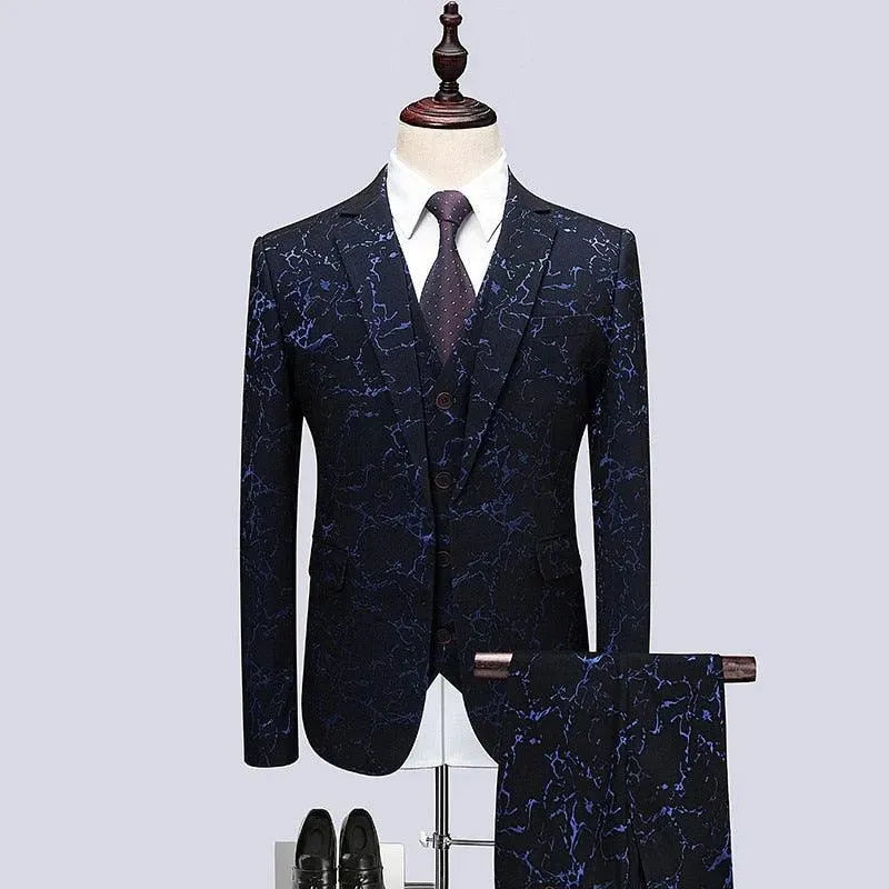 Vincenzo Luxury Galaxy 3-Piece Suit for Men | Premium Slim Fit Business Suit | Wedding, Interview & Formal Occasion Outfit