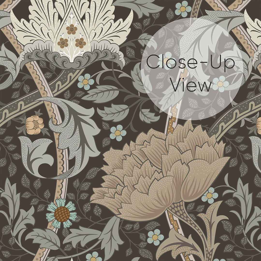 Morris Wallpaper W098 Windrush - Brown & Beige Vintage Floral Wallpaper for Living Room, Bedroom & Dining Room Decor
