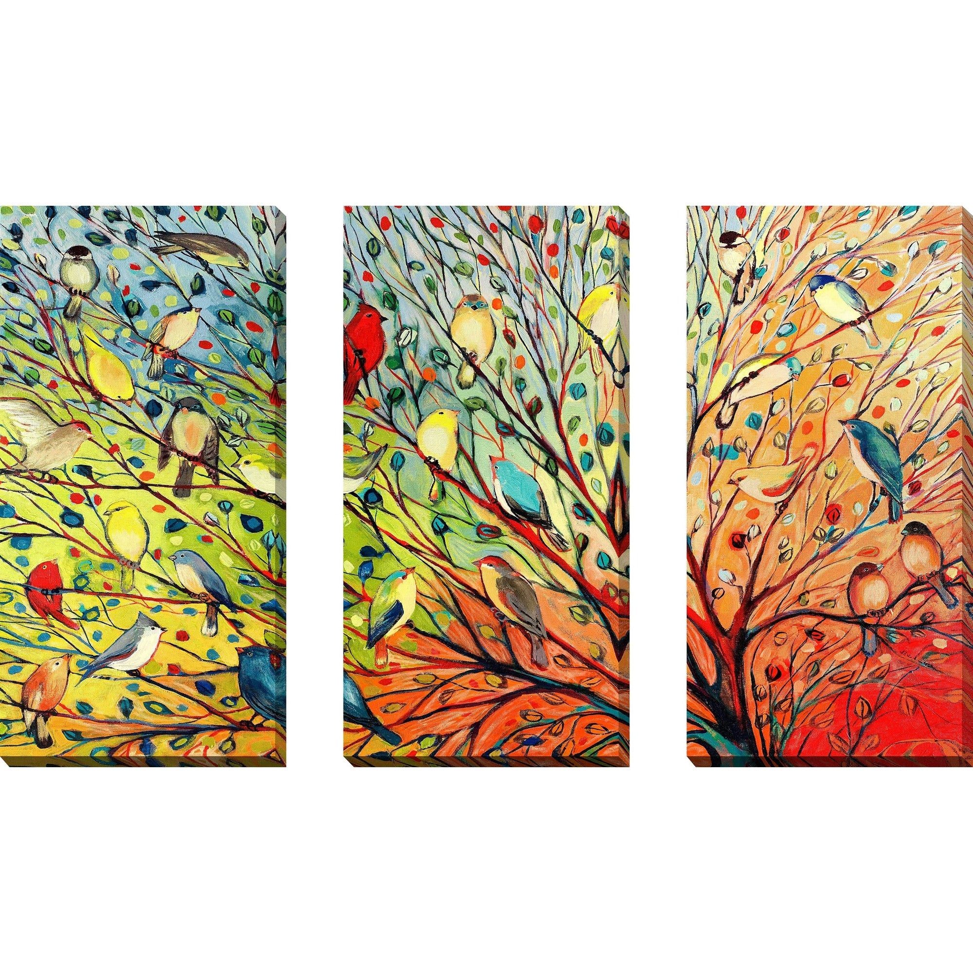 27 Birds by Jennifer Lommers - 3 Piece Canvas Wall Art Set for Living Room, Bedroom & Office Decor