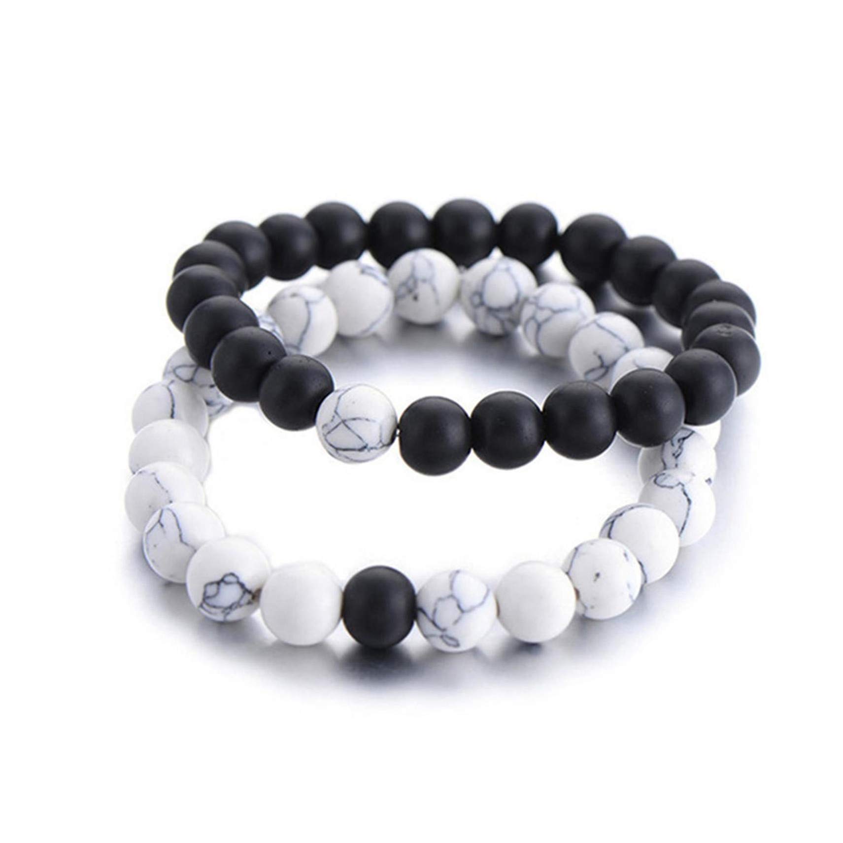 Lava Couples Bracelet for Women & Men - 8mm Natural Bead His & Hers Bracelet, Elastic Lava Rock Yoga Bracelet for Long Distance Relationships - Perfect for Anniversary Gifts, Couple Matching Jewelry & Meditation Accessories