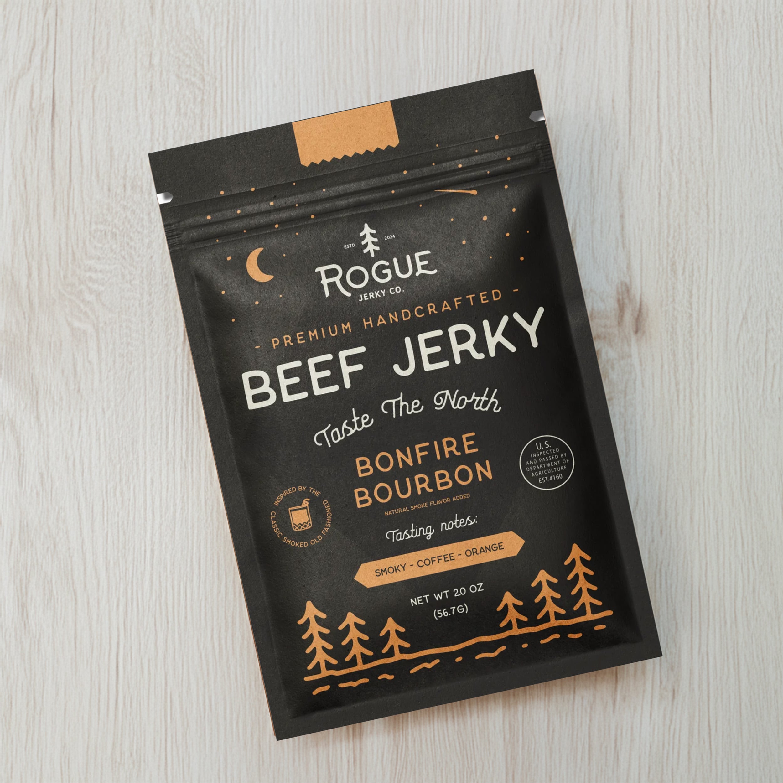 Premium Bonfire Bourbon Beef Jerky - Smoky, Tender & Flavorful | High Protein Snack for Camping, Hiking & Road Trips | Gluten-Free & All-Natural