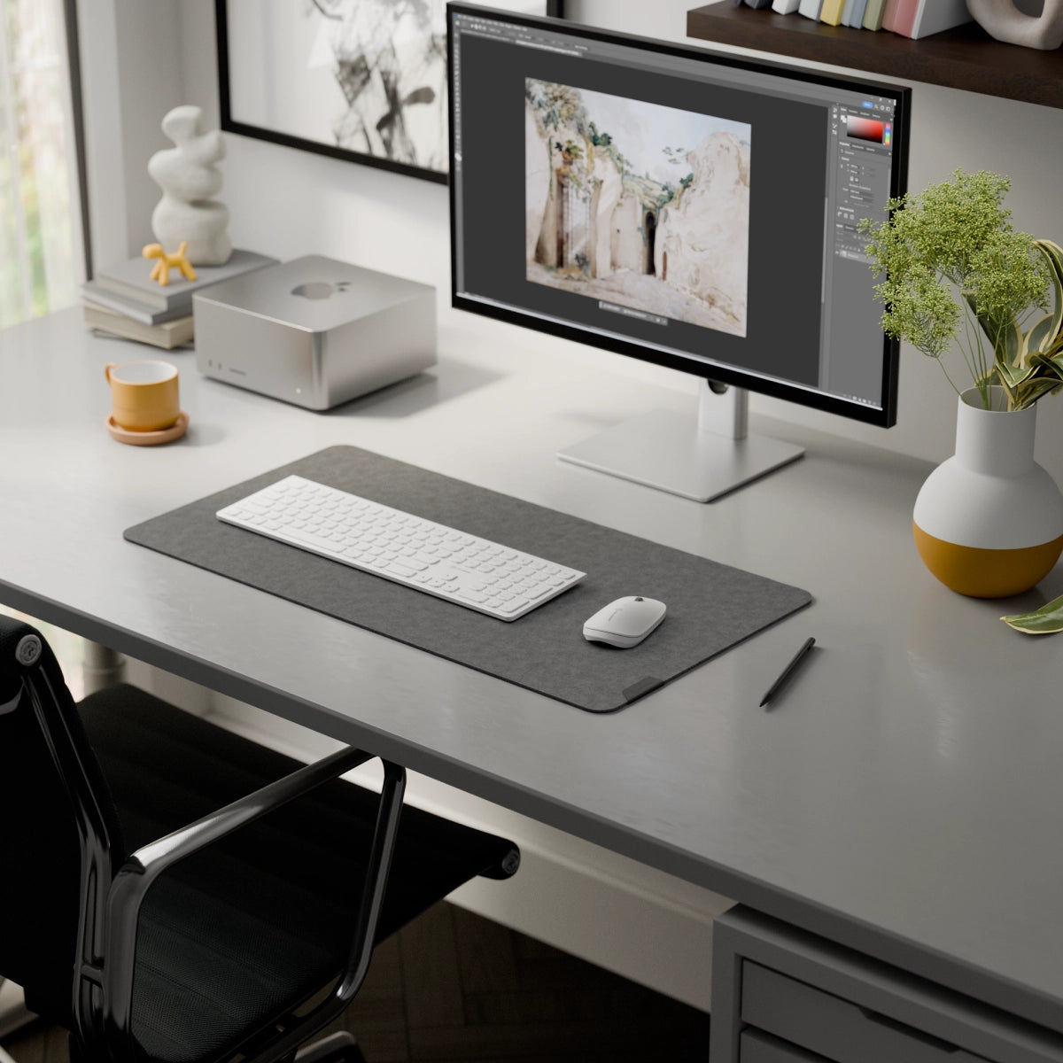 Premium Felt Desk Mat - Large Non-Slip Office Desk Pad for Keyboard & Mouse - Perfect for Work, Gaming & Home Office Use