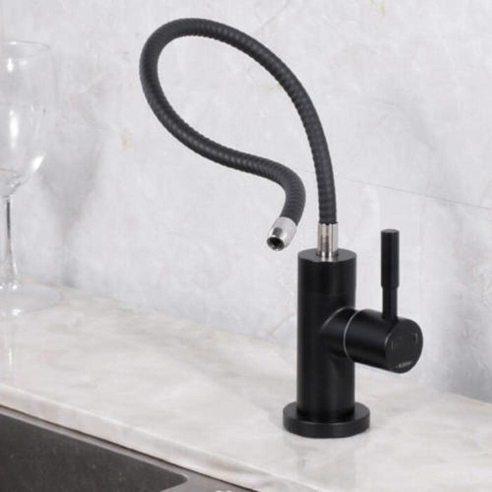 Stainless Steel Water Filter Faucet - Black Rotating Direct Drinking Cold Water Tap for Kitchen Sink | Perfect for Home, Office & RV Use