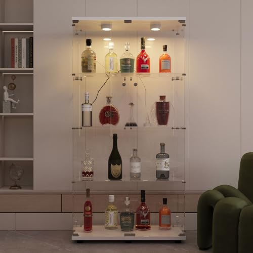 White 2 Doors 4 Shelves With Light-4