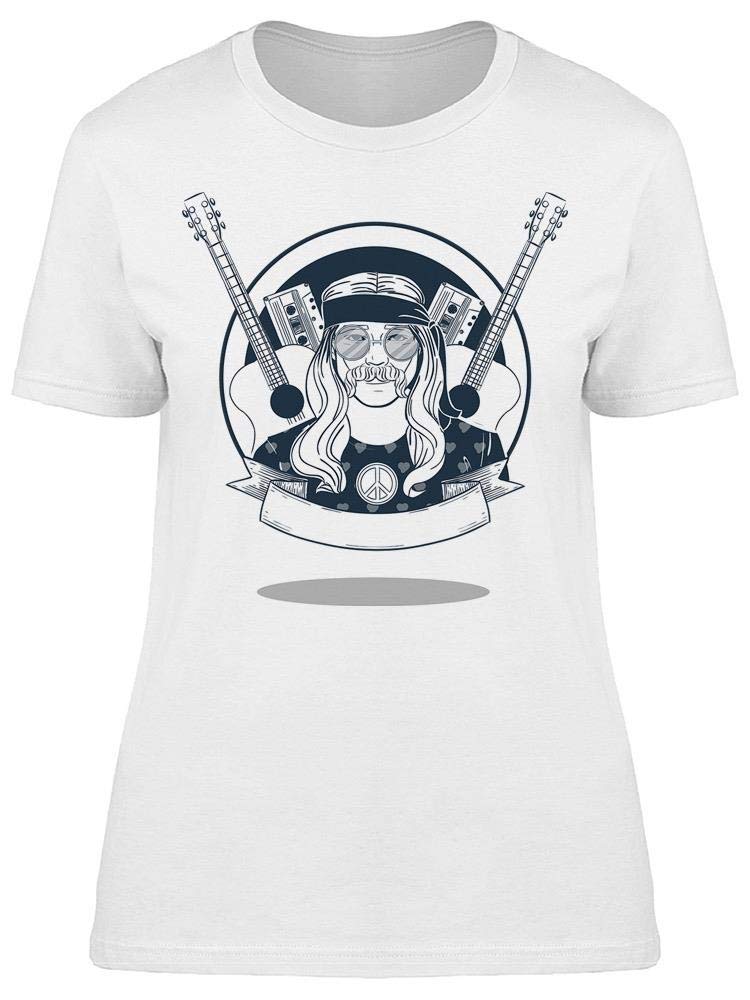Smartprints Sketch Hippie Man T-Shirt for Women - Stylish Boho Graphic Tee for Casual Wear & Music Festivals