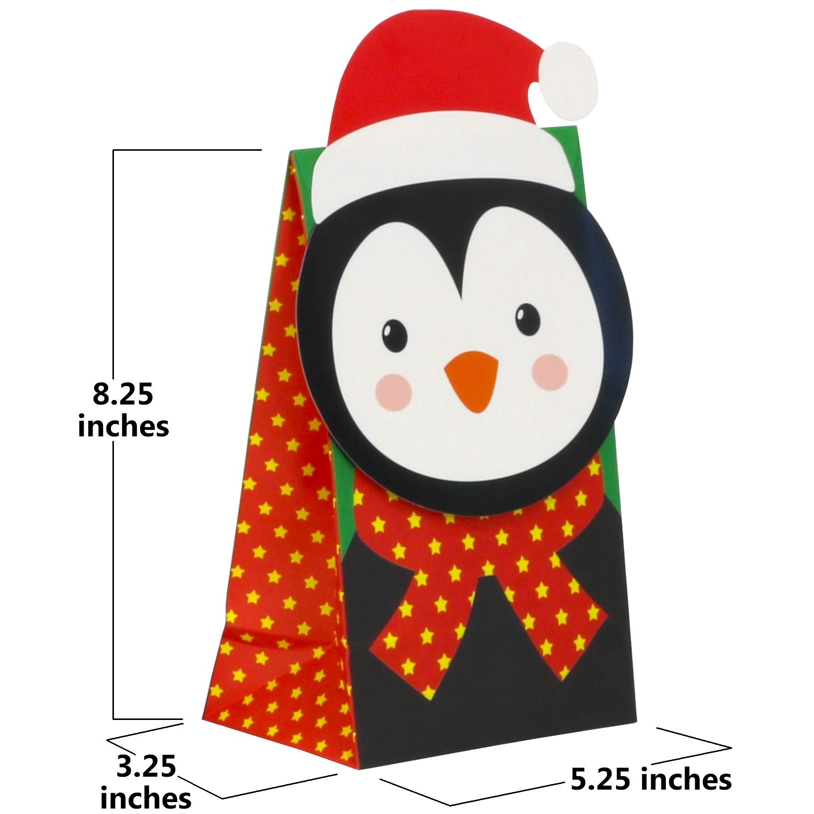 Iconikal Christmas Die-Cut Treat & Gift Bags - 20 Pack Holiday Party Favor Bags for Candy, Small Gifts - Perfect for Christmas Parties, Stocking Stuffers & Classroom Treats