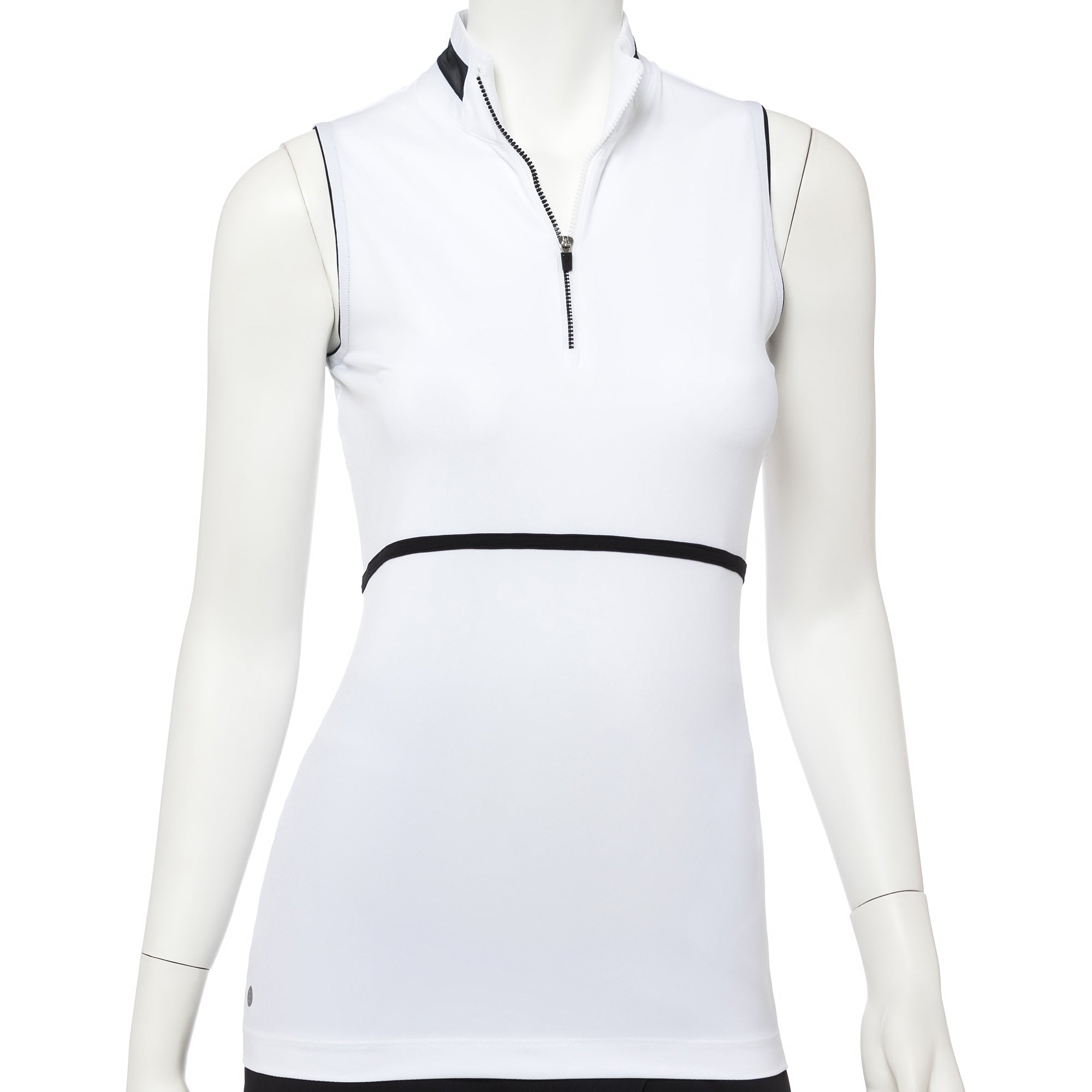 EP NY Work It Silver Ring Trim Women's Sleeveless Golf Polo Shirt - Stylish & Breathable Activewear for Golf, Tennis & Casual Summer Outfits