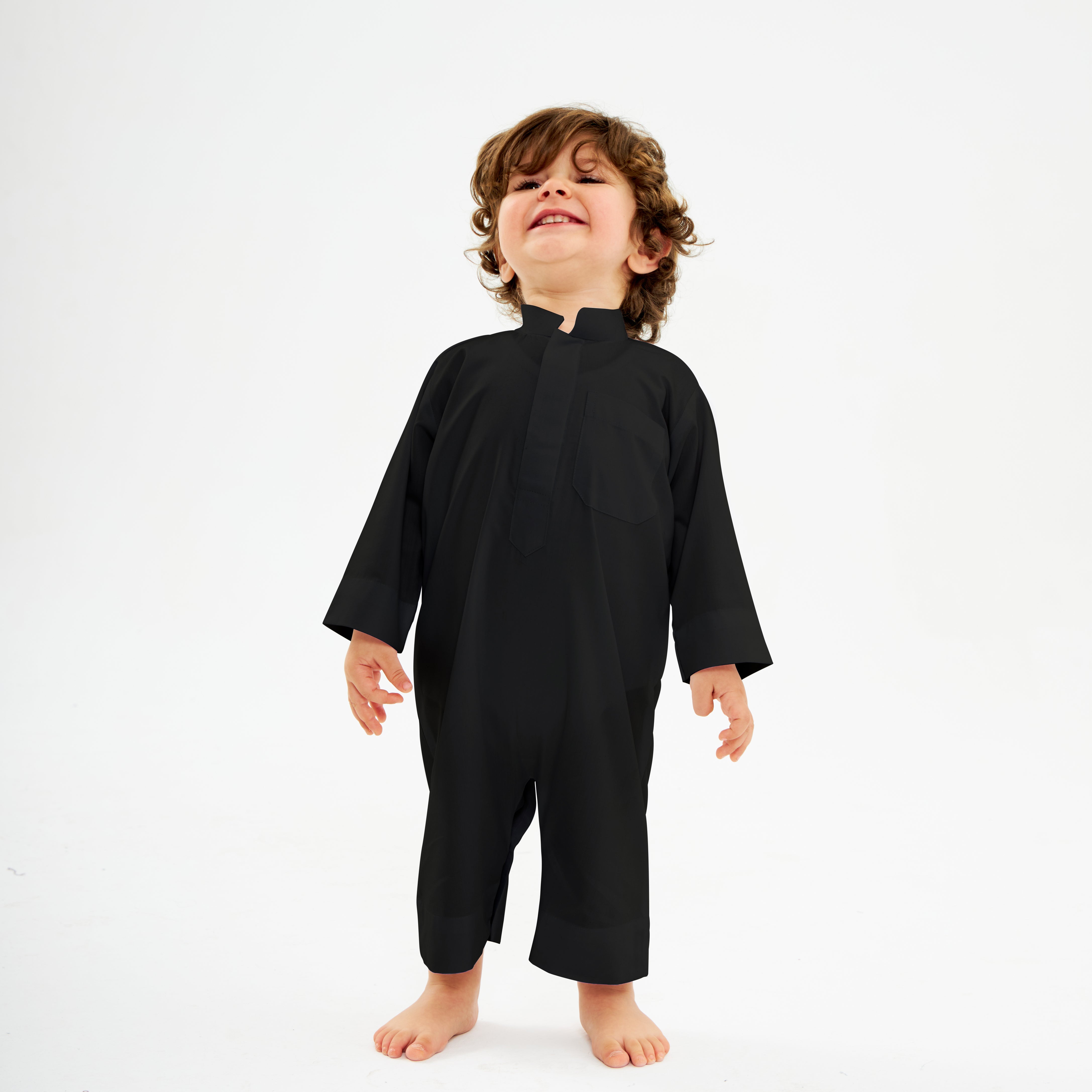 Authentic Black Kuwaiti Dishdasha for Babies - Traditional Arabic Robe for Infants - Perfect for Special Occasions, Cultural Events & Family Gatherings