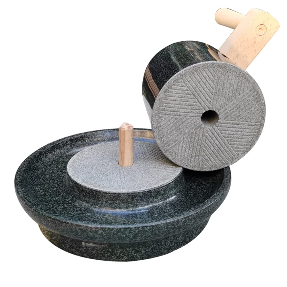 Premium Handmade Natural Granite Stone Mill - Bluestone Grinder for Tea, Coffee Beans & Pepper (8.7-9.8 Inches) - Perfect for Kitchen, Camping & Gourmet Cooking