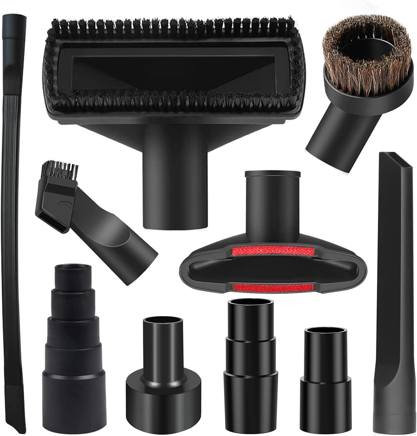 10PCS Universal Vacuum Attachments Kit - Wet/Dry Plastic Hose Adapter 1-1/4