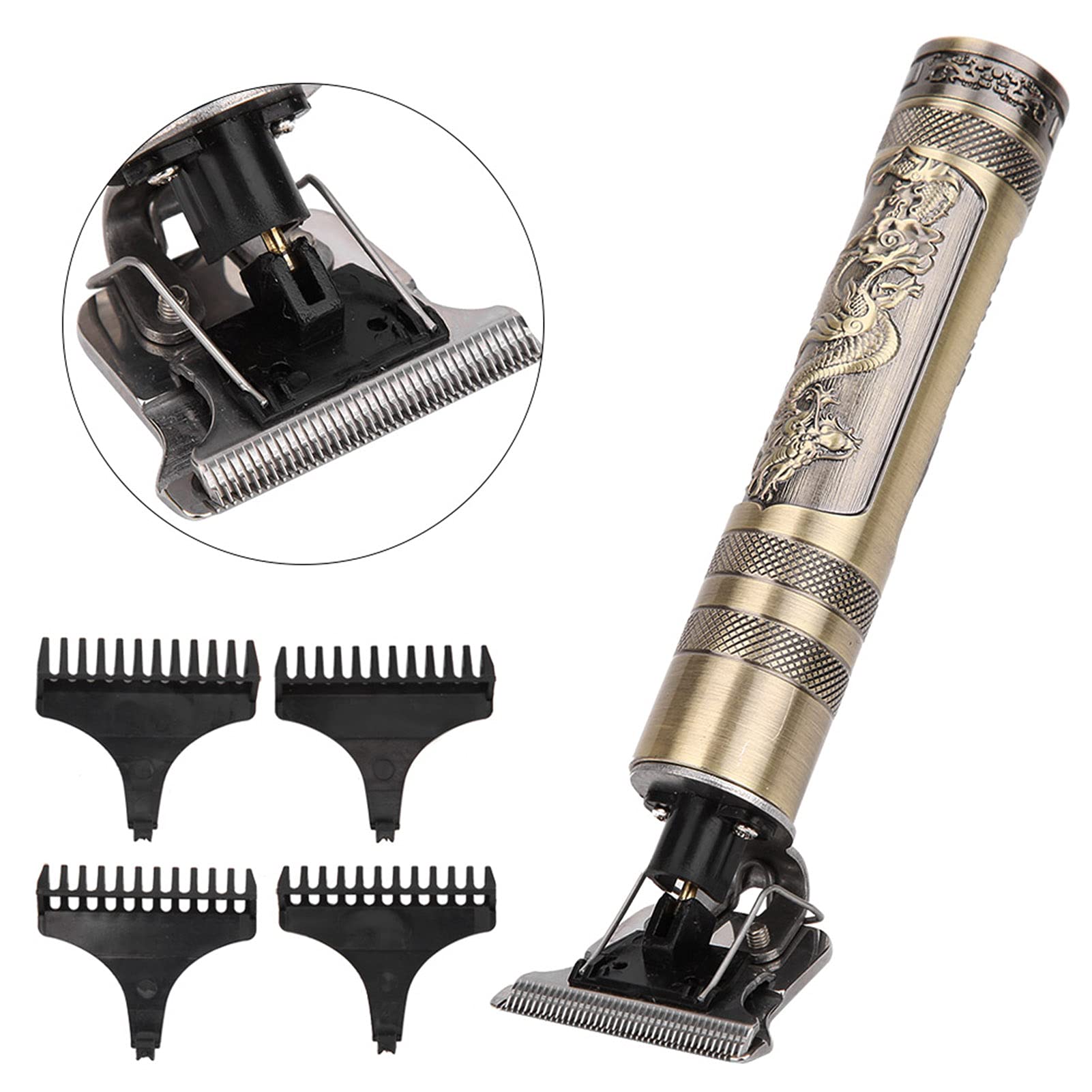 Professional Rechargeable Electric Hair Clipper for Men - Cordless Low Noise Hair Trimmer with USB Charging, Gold - Perfect for Home Barbering, DIY Haircuts & Beard Grooming