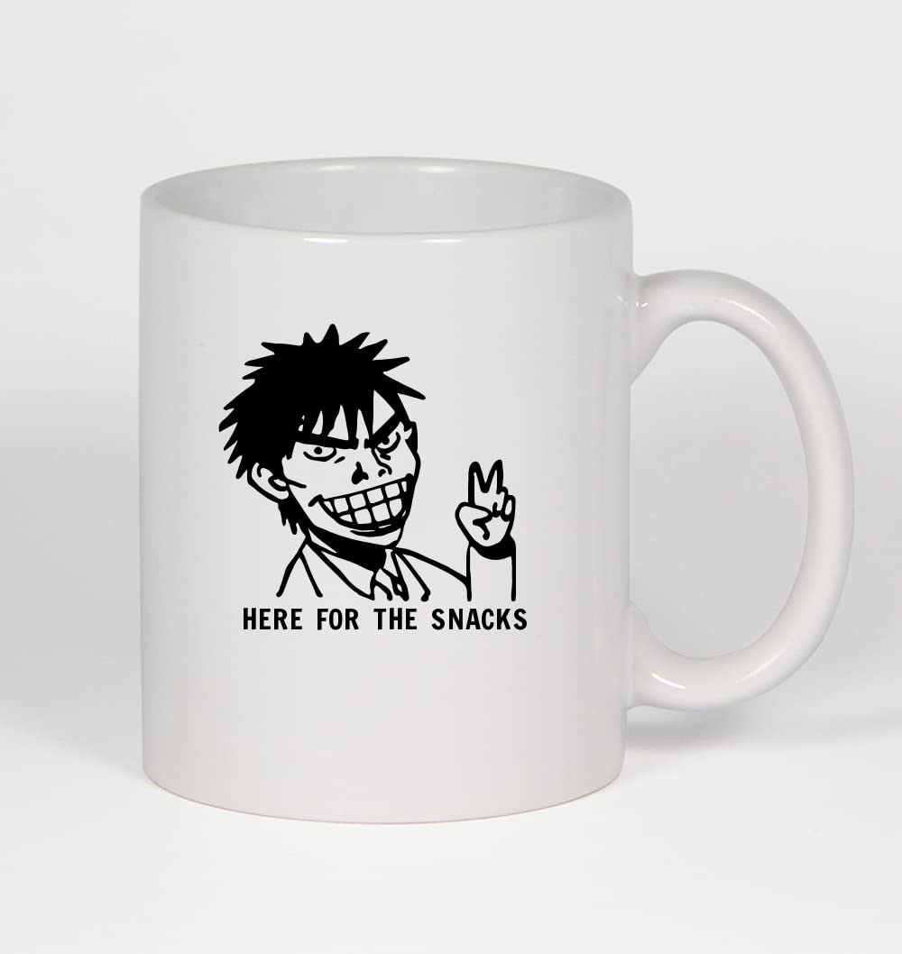 Here for The Snacks Anime Ceramic Coffee Mug - 11oz White Japanese Style Tea Cup - Perfect for Coffee, Tea, Hot Chocolate & Anime Lovers Gift