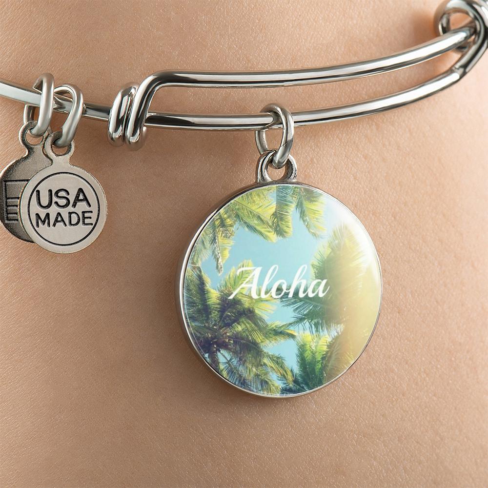 Aloha Bangle Bracelet for Women - Hawaiian Style Beaded Jewelry - Perfect for Beach Vacation, Summer Party & Boho Fashion Accessories